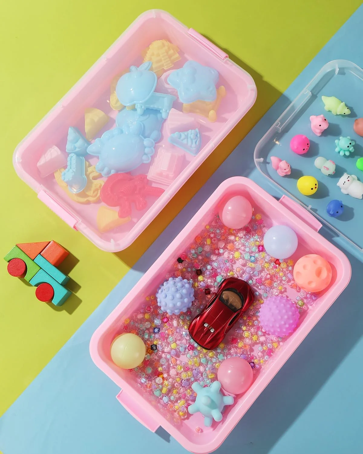 جعبه شن بازی کودک AtMini به همراه درب، اسباب بازی حسی سطل شن برای فعالیت های شن بازی کودکان، سینی پلاستیکی برای آب، شن، مهره و موارد دیگر (بسته 2 عددی) جعبه شن بازی کودک AtMini به همراه درب، اسباب بازی حسی سطل شن برای فعالیت های شن بازی کودکان، سینی پلاستیکی برای آب، شن، مهره و موارد دیگر (بسته 2 عددی)