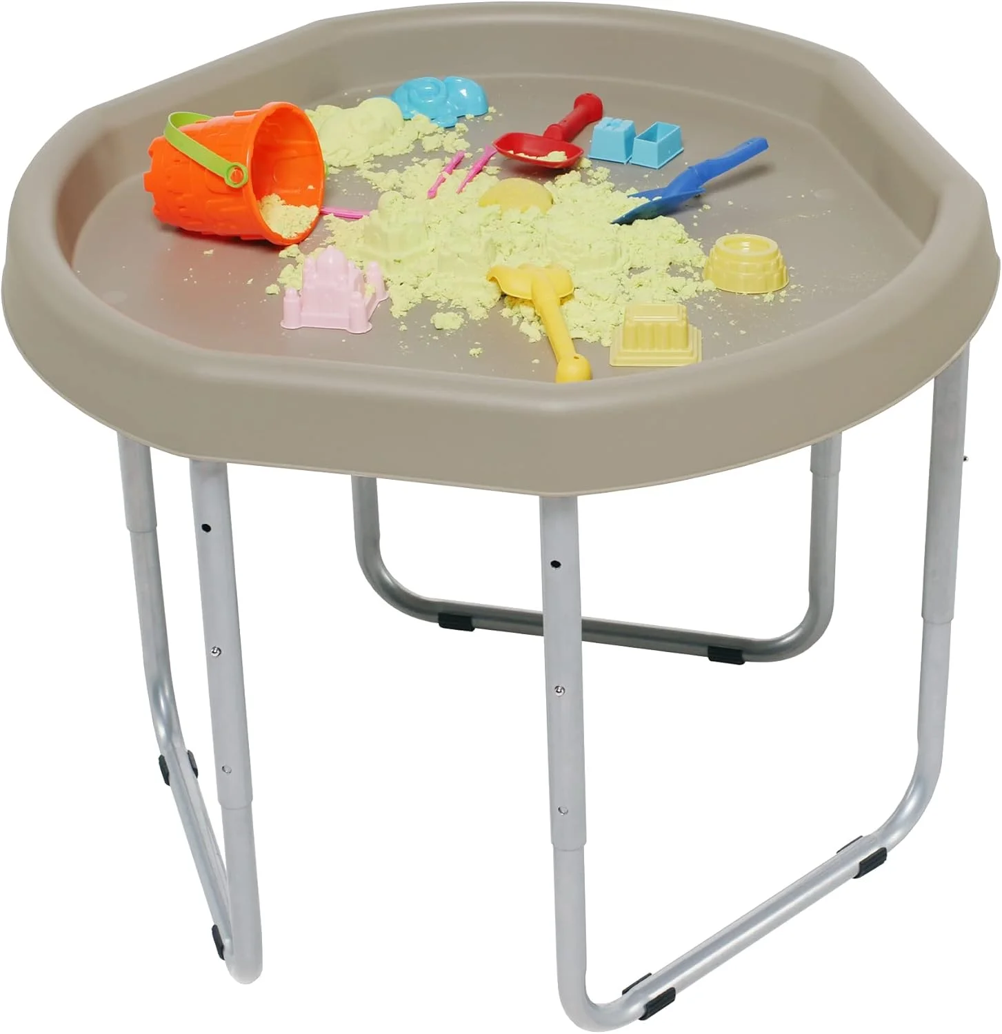 سینی بازی شش ضلعی اصلی KUB® به همراه پایه (ماسه ای مایل به قهوه ای) - ساخت انگلستان، دارای 3 ارتفاع قابل تنظیم - مناسب برای فضای داخلی/خارجی - گودال شن، میز آب برای کودکان - بازی دو طرفه متنوع با یا بدون پایه