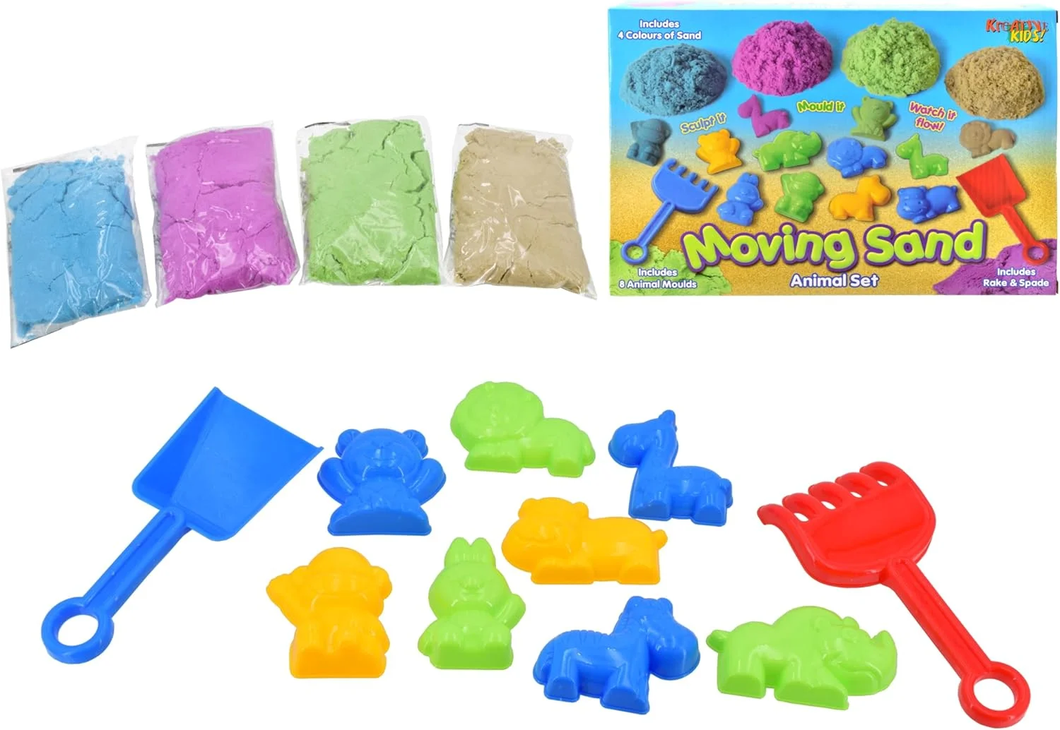 Kreative Kids 600g Moving Sand with Animal Mould and Accessories