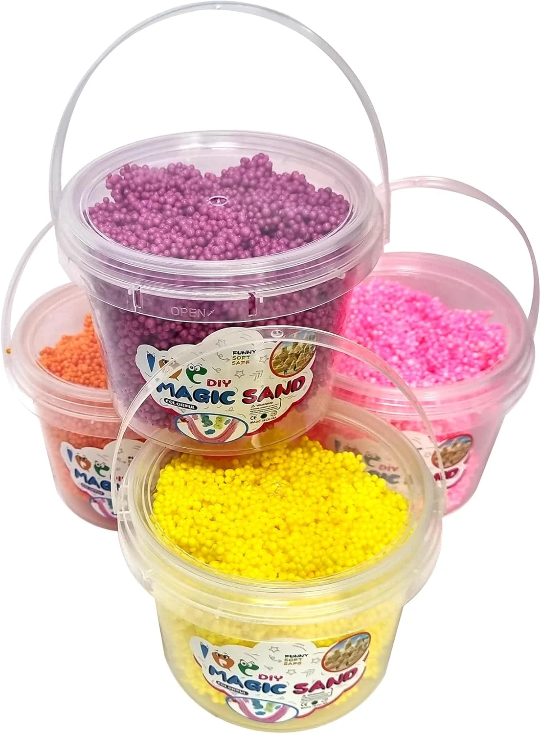 سطل شن جادویی 50 گرمی - شن بازی جنبشی نرم و قابل انعطاف، رنگ های متنوع - اسباب بازی حسی غیر سمی و قابل استفاده مجدد برای کودکان، هنر و صنایع دستی و بازی خلاقانه