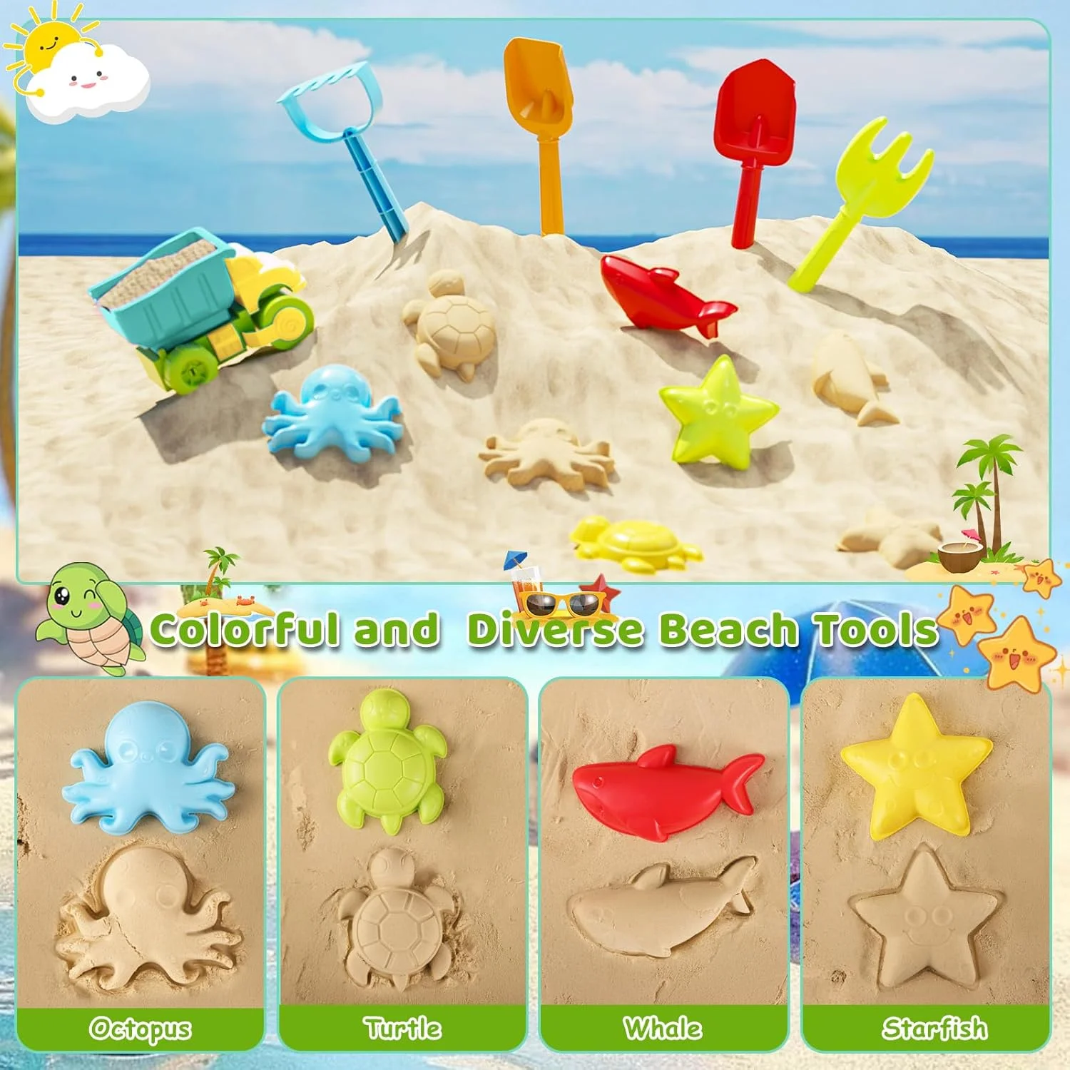 جعبه شن لاک پشتی KIZJORYA با درب و چتر قابل تنظیم، جعبه شن کودک با قالب های شن و مجموعه بیل برای بازی حسی، اسباب بازی های سرپوشیده و روباز کودک نوپا برای پسران و دختران 3 سال به بالا (زرد) جعبه شن لاک پشتی KIZJORYA با درب و چتر قابل تنظیم، جعبه شن کودک با قالب های شن و مجموعه بیل برای بازی حسی، اسباب بازی های سرپوشیده و روباز کودک نوپا برای پسران و دختران 3 سال به بالا (زرد)