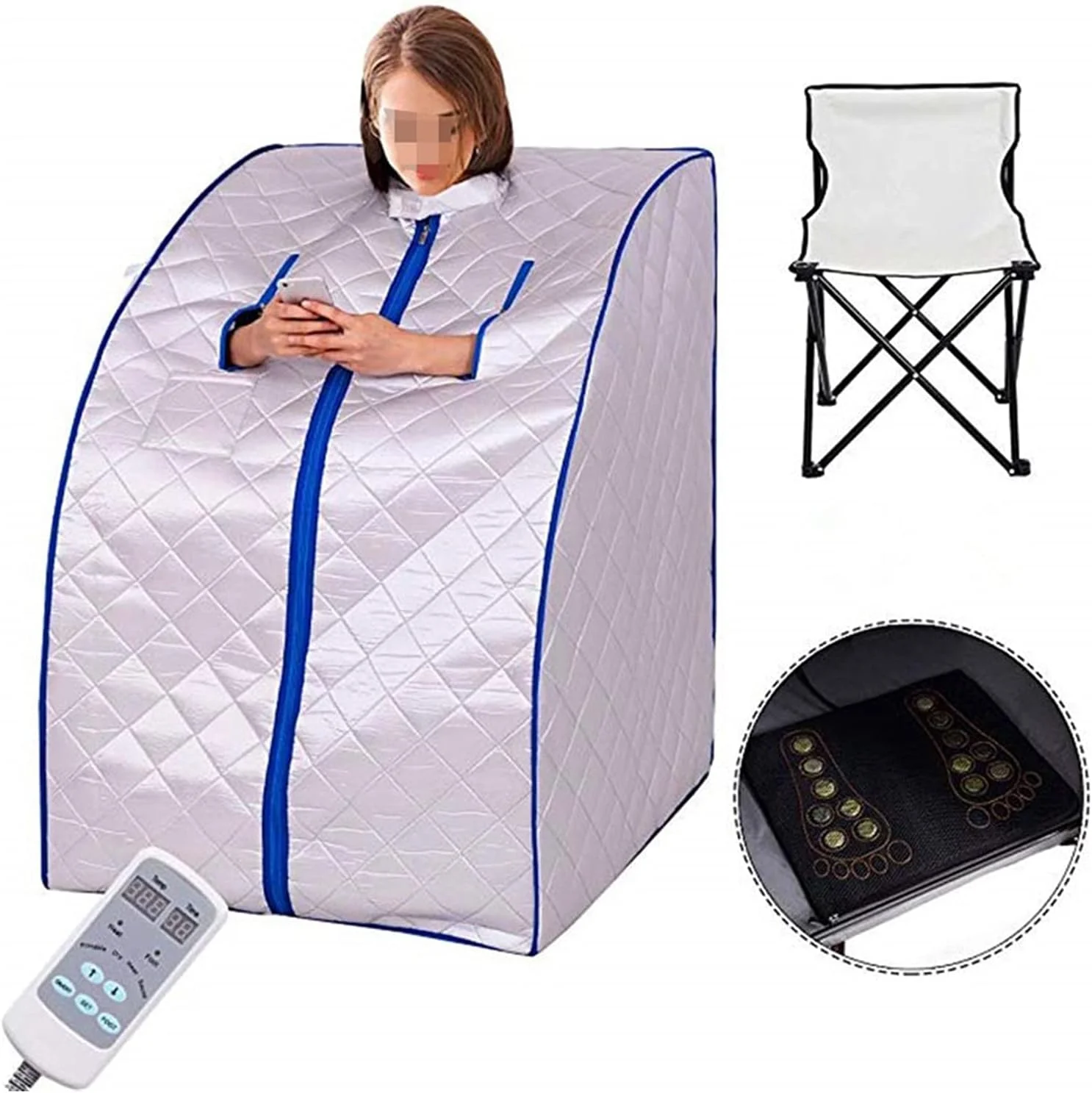 اتاق سونا بخار تاشو شخصی خانگی GDJmnbv برای اسپا، حمام خشک قابل حمل با گرمایش صفحه فیبر کربنی برای کاهش وزن