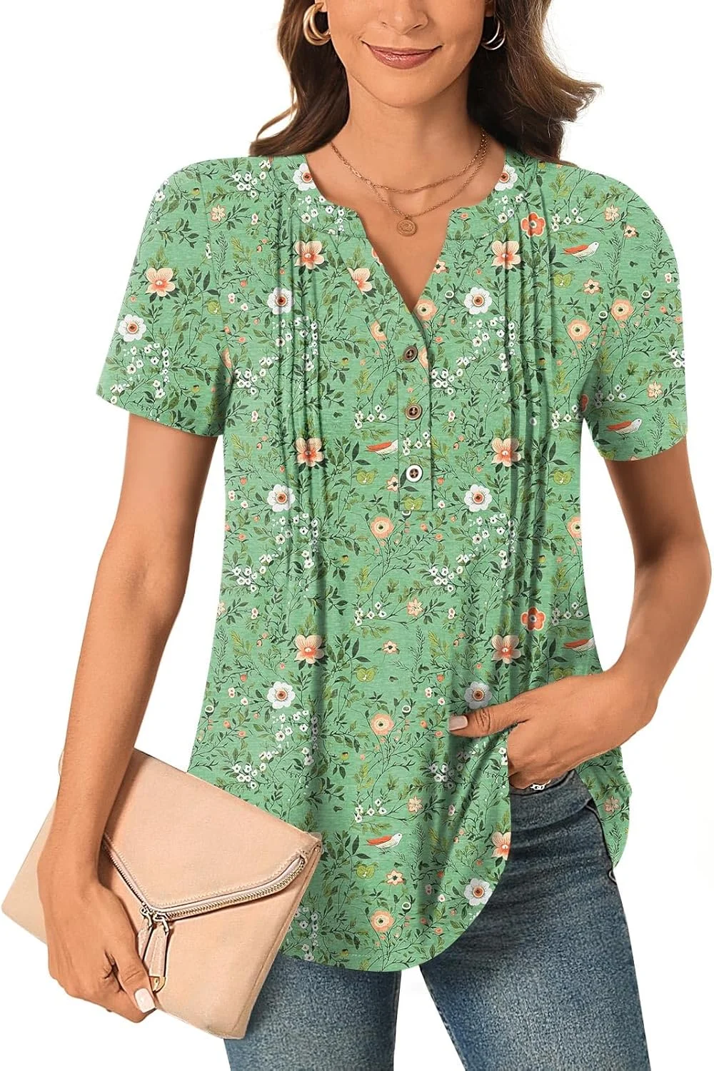 بهترین بی پیراهن های دکمه دار آستین کوتاه زنانه، تاپ های تونیک یقه هفت، تاپ های تابستانی 2024، تی شرت های غیر رسمی، بلوزهای مجلسی