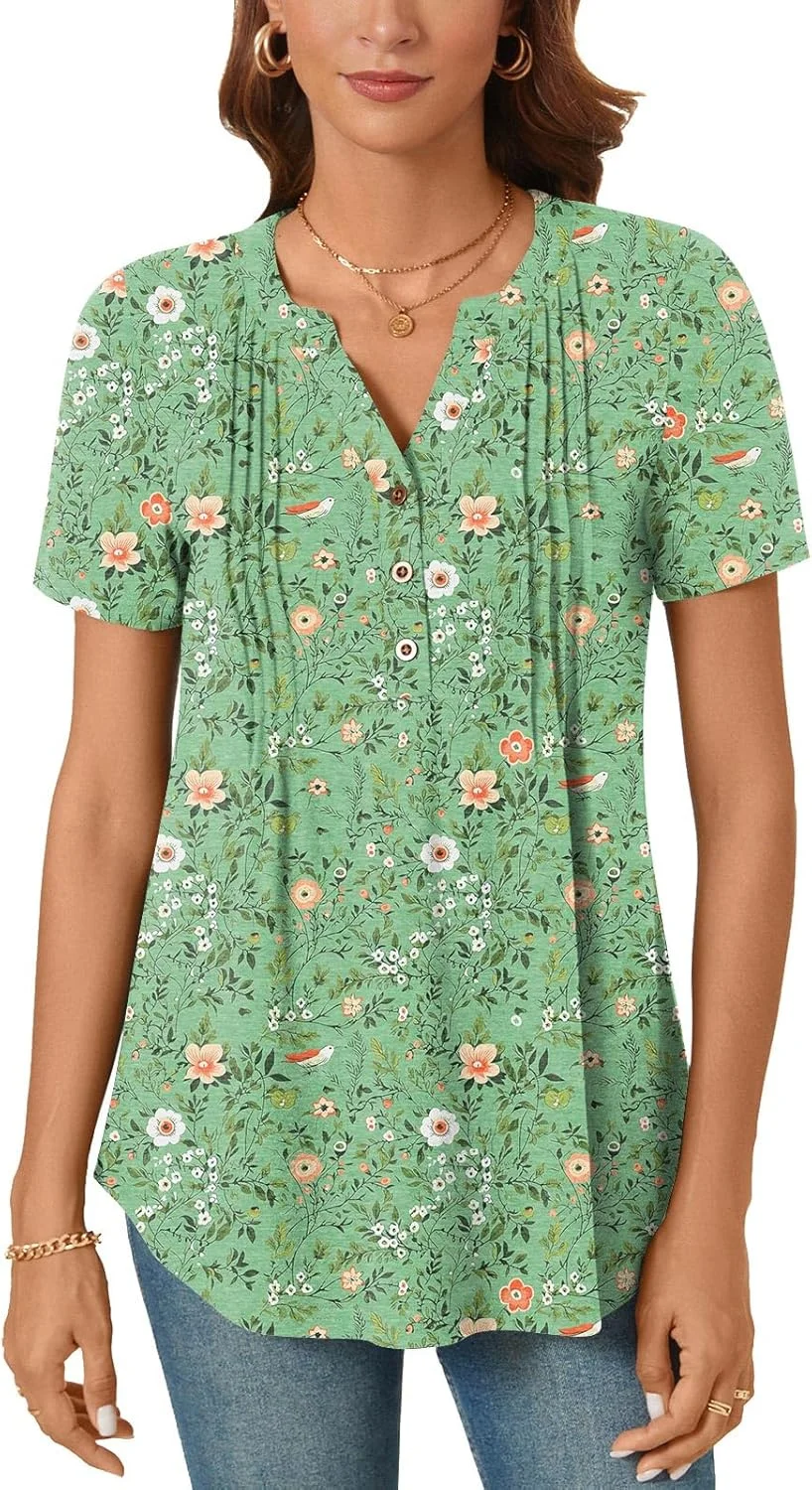 بهترین بی پیراهن های دکمه دار آستین کوتاه زنانه، تاپ های تونیک یقه هفت، تاپ های تابستانی 2024، تی شرت های غیر رسمی، بلوزهای مجلسی