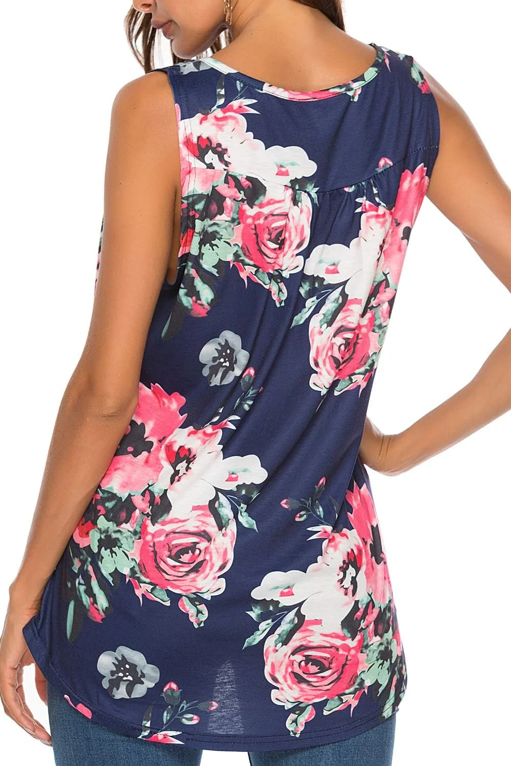 تی شرت زنانه Bequemer Laden، تاپ تابستانی، بلوز دکمه دار، تی شرت آستین کوتاه ساده، بلوز غیر رسمی، تاپ تونیک طرح گل سرمه ای، سایز S تی شرت زنانه Bequemer Laden، تاپ تابستانی، بلوز دکمه دار، تی شرت آستین کوتاه ساده، بلوز غیر رسمی، تاپ تونیک طرح گل سرمه ای، سایز S