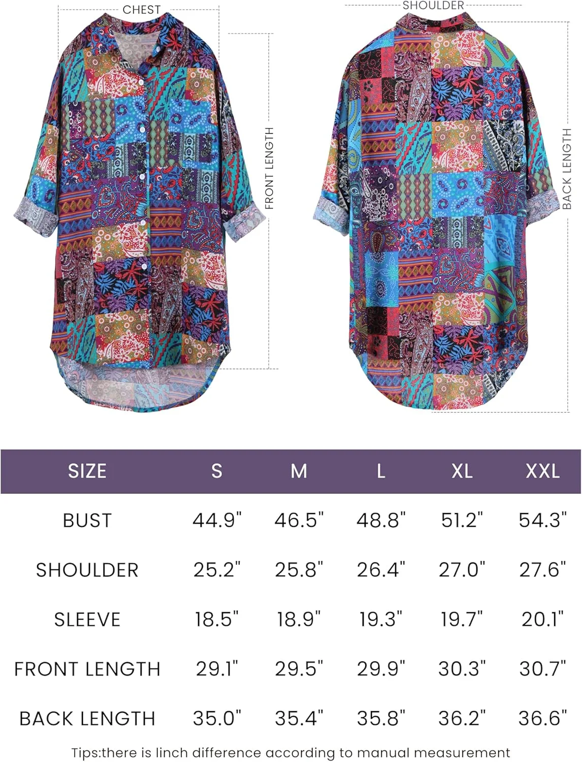 بلوزهای زنانه بزرگ لینن Bianstore، تاپ های آستین بلند دکمه دار با طرح بلند و کوتاه