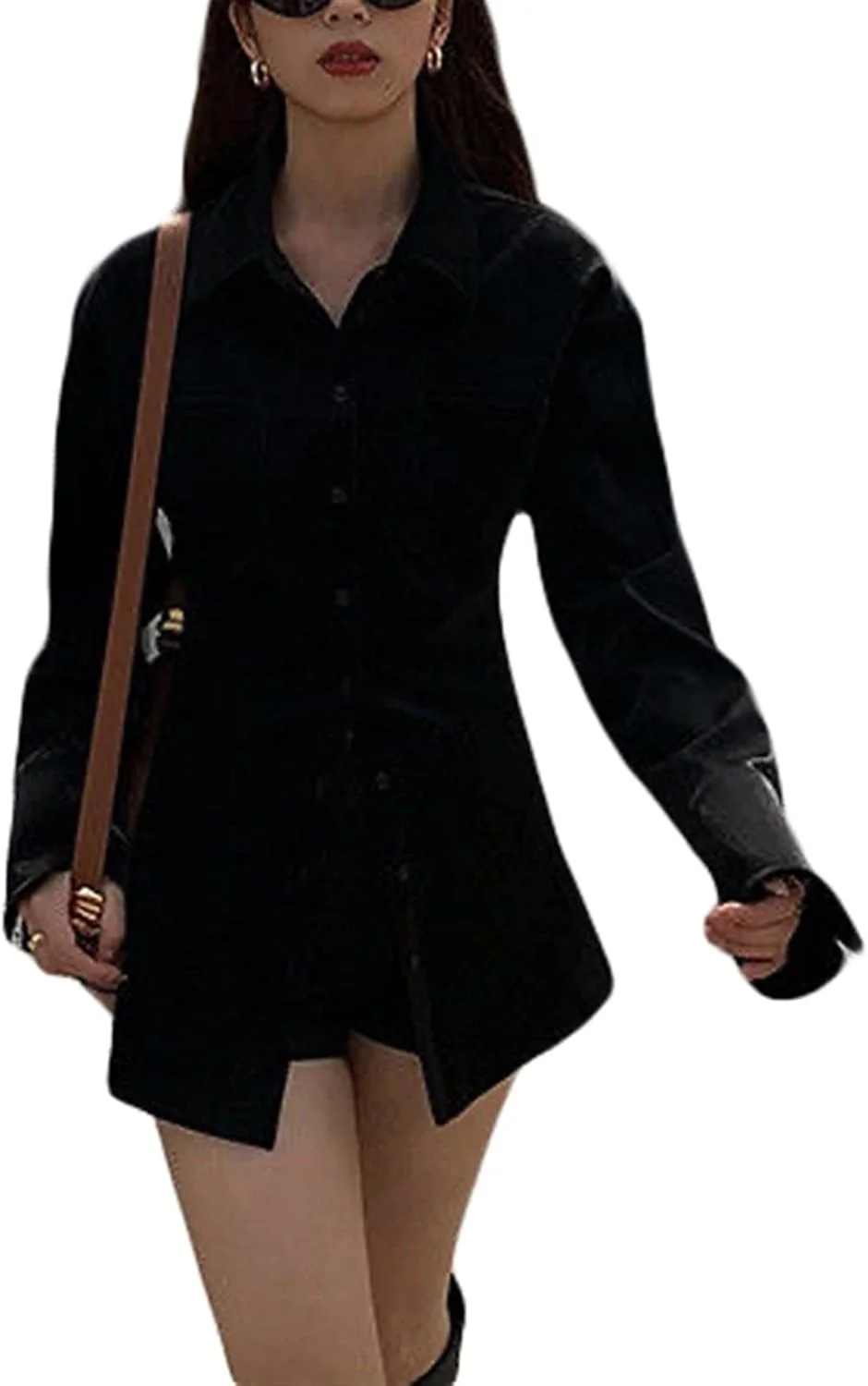 بلوز زنانه آستین بلند دکمه دار CBYBCRD، مناسب استفاده روزمره، کار، با طراحی کمر باریک و رنگ ثابت بلوز زنانه آستین بلند دکمه دار CBYBCRD، مناسب استفاده روزمره، کار، با طراحی کمر باریک و رنگ ثابت