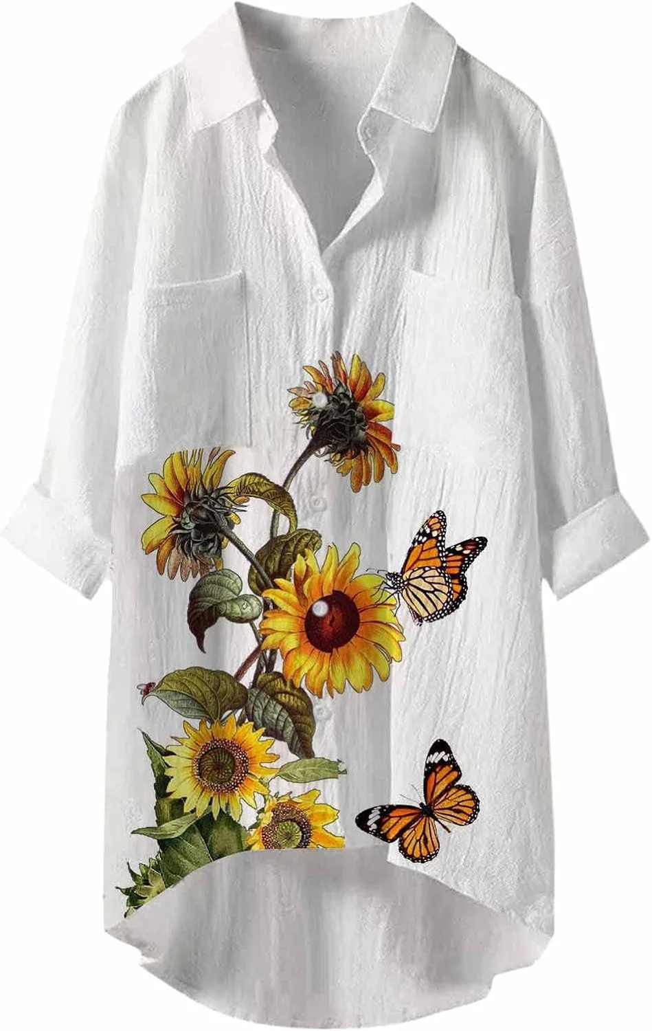 پیراهن زنانه یقه برگردان دکمه دار آستین بلند طرح گلدار، بلوز دکمه دار زنانه و پیراهن راه راه (زرد، S)