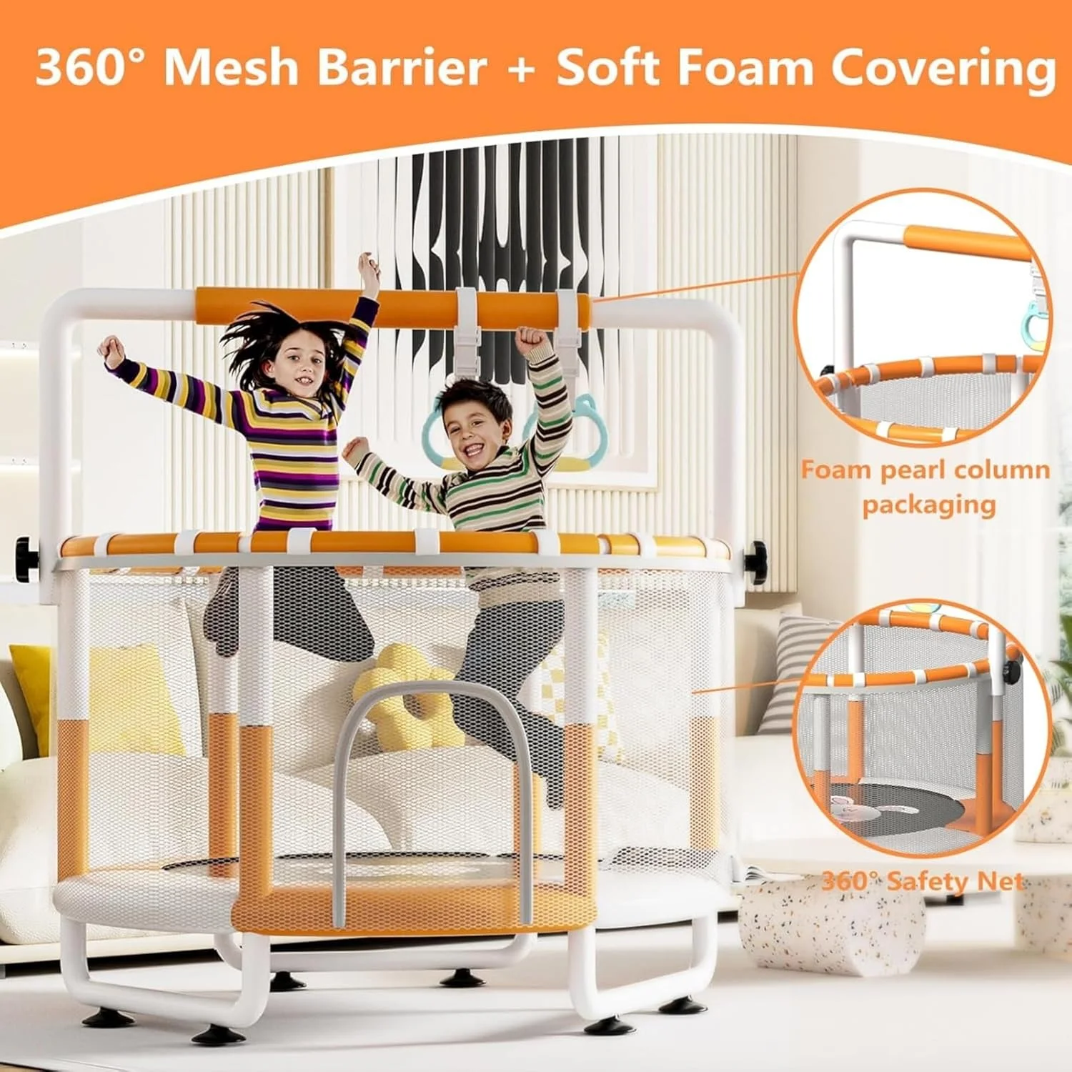 ترامپولین کودک AM ANNA با تور ایمنی، 140 سانتی متر، میله قابل تنظیم در 3 ارتفاع، مناسب فضای داخلی/خارجی، بسته چند اسباب بازی ترامپولین کودک AM ANNA با تور ایمنی، 140 سانتی متر، میله قابل تنظیم در 3 ارتفاع، مناسب فضای داخلی/خارجی، بسته چند اسباب بازی