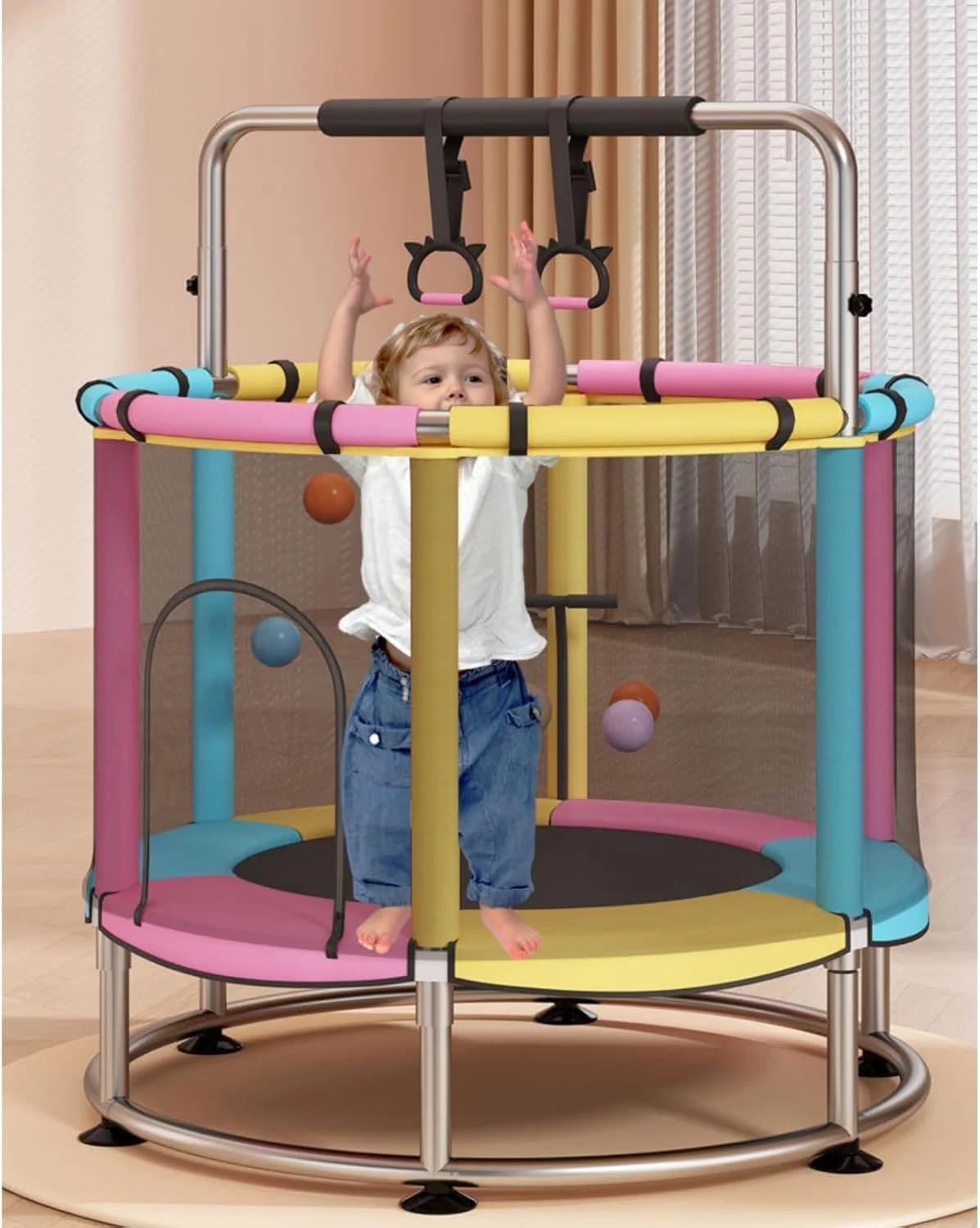 ترامپولین مینی کودک AM ANNA با دسته، ترامپولین مینی سرپوشیده برای کودکان، ترامپولین کوچک ریباندر، ترامپولین سرپوشیده/باغی برای کودکان نوپا ترامپولین مینی کودک AM ANNA با دسته، ترامپولین مینی سرپوشیده برای کودکان، ترامپولین کوچک ریباندر، ترامپولین سرپوشیده/باغی برای کودکان نوپا