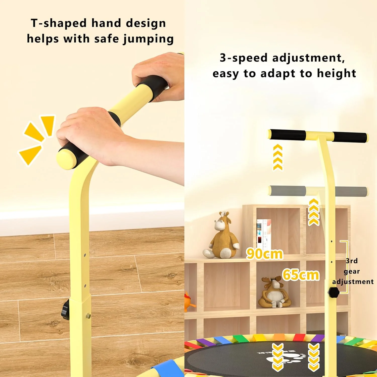 ترامپولین 40 اینچی کودک Beauenty، ترامپولین با قابلیت تنظیم ارتفاع در 3 سطح، ترامپولین کودک با دسته، اسباب بازی ترامپولین کودک پایدار و بی صدا، تفریحی ترامپولین 40 اینچی کودک Beauenty، ترامپولین با قابلیت تنظیم ارتفاع در 3 سطح، ترامپولین کودک با دسته، اسباب بازی ترامپولین کودک پایدار و بی صدا، تفریحی