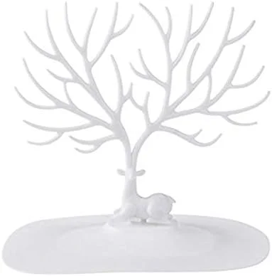 استند درخت جواهرات - نظم دهنده جواهرات پلاستیکی - پایه نمایش گردنبند - طراحی شاخ گوزن، مشکی