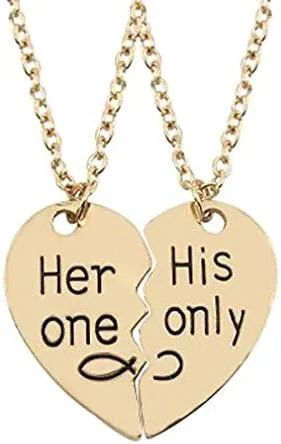 ست گردنبند زوج خلاقانه "تنها برای او، تنها برای او" - حکاکی دستی