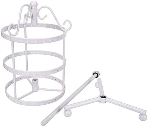 استند جواهرات چرخشی 72 سوراخه برای گوشواره، دستبند و گردنبند، نگهدارنده فلزی