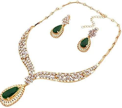 ست 4 تکه جواهرات الماس لوکس اروپایی و آمریکایی شامل گردنبند، دستبند، گوشواره و انگشتر