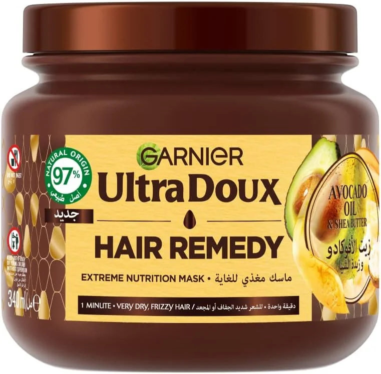 ماسک موی مغذی روغن آووکادو و شی باتر گارنیه Ultra Doux مناسب موهای بسیار خشک و وز 340 میلی لیتر
