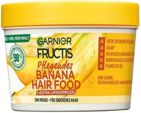 ماسک موی مغذی موز گارنیه Fructis، مناسب موهای خشک و افزایش نرمی، قابل استفاده به عنوان نرم کننده، ماسک یا حالت دهنده، کمپلکس لیپید، بدون سیلیکون، غذای مو، 3 در 1، 400 میلی لیتر ماسک موی مغذی موز گارنیه Fructis، مناسب موهای خشک و افزایش نرمی، قابل استفاده به عنوان نرم کننده، ماسک یا حالت دهنده، کمپلکس لیپید، بدون سیلیکون، غذای مو، 3 در 1، 400 میلی لیتر