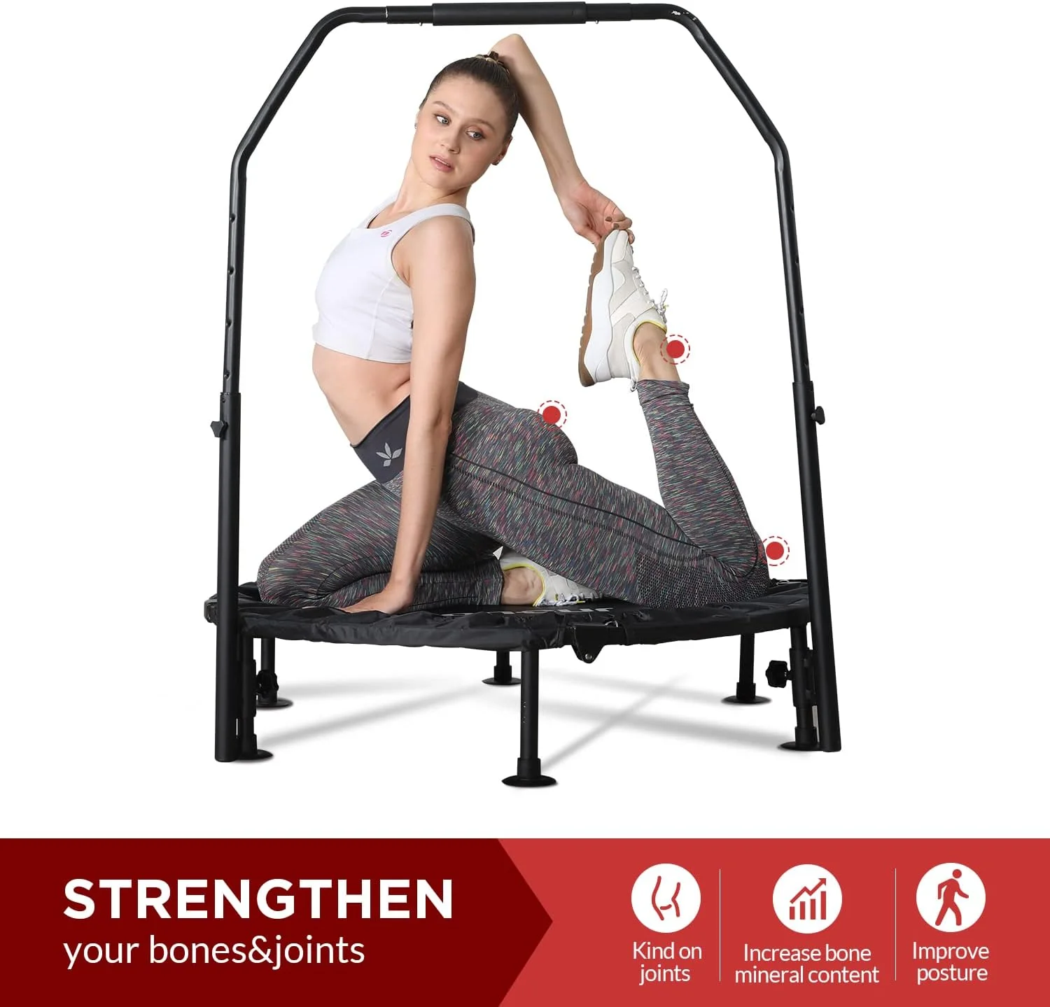 ترامپولین کوچک COOLBABY با تحمل وزن 150 کیلوگرم، ترامپولین ورزشی کوچک سرپوشیده برای بزرگسالان، مناسب برای تمرینات ورزشی با پرش بی صدا و ایمن، [قطر 100 سانتی متر]