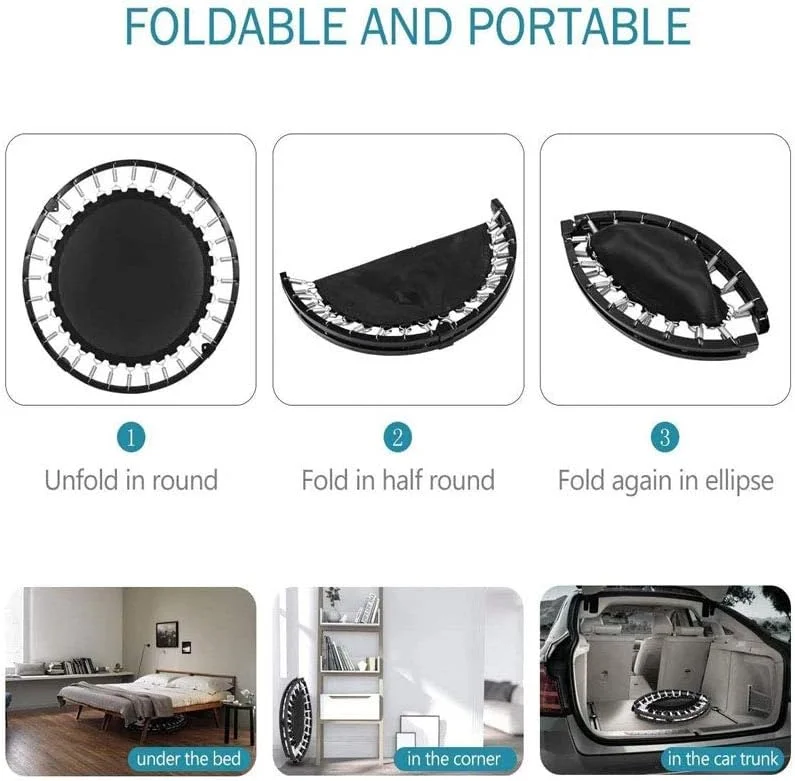 ترامپولین کوچک COOLBABY با تحمل وزن 150 کیلوگرم، ترامپولین ورزشی کوچک سرپوشیده برای بزرگسالان، مناسب برای تمرینات ورزشی با پرش بی صدا و ایمن، [قطر 100 سانتی متر]