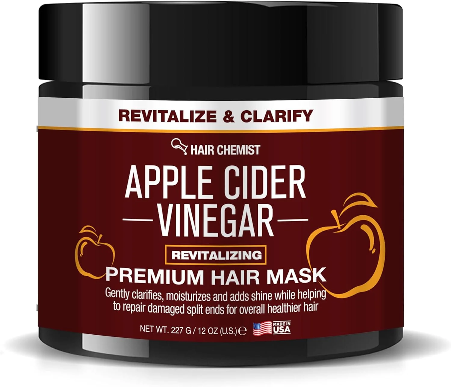 ماسک مو سرکه سیب Hair Chemist Revitalize & Clarify، احیا کننده و ممتاز، 355 میلی لیتر - ماسک نرم کننده عمیق مو برای پوست سر و موهای خشک