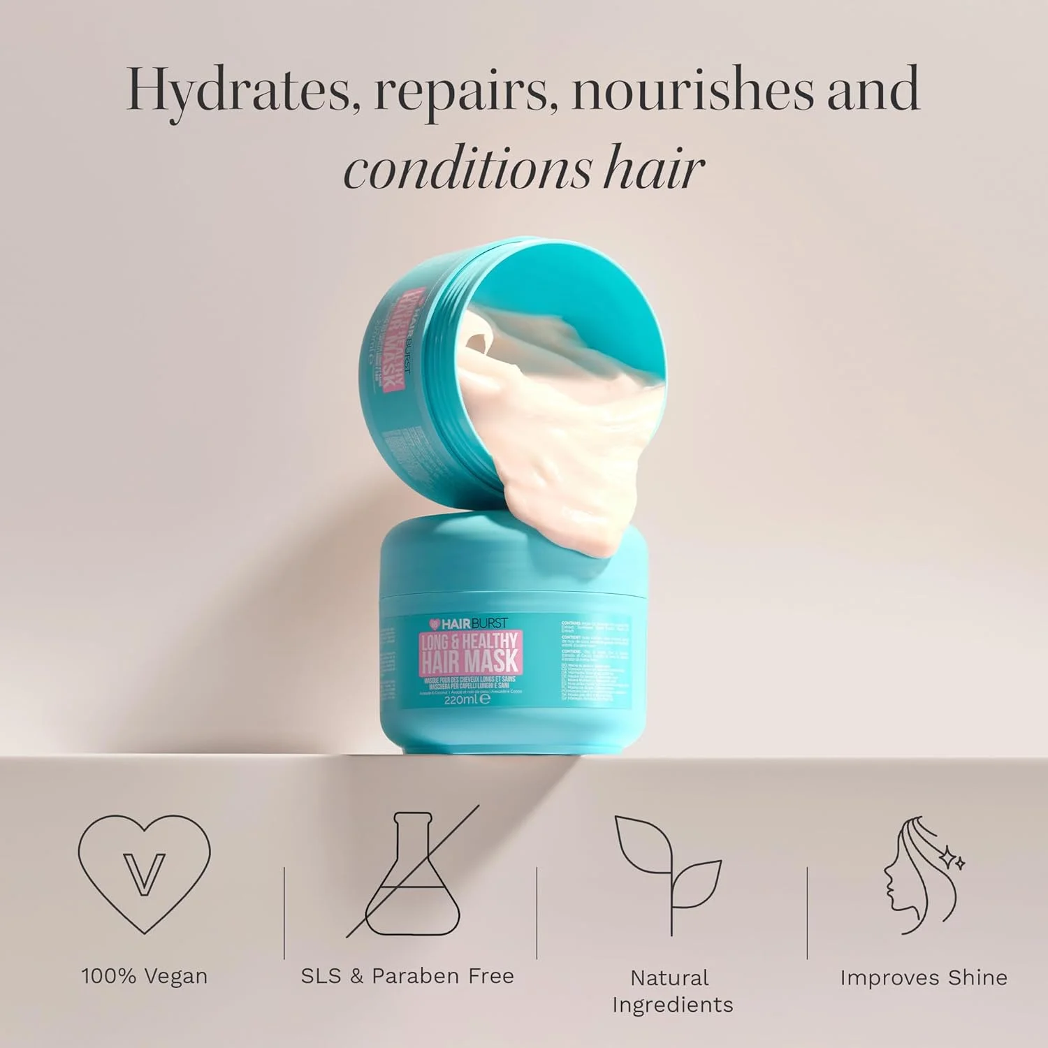 ماسک آبرسان مو هیربرست حاوی روغن آووکادو، نارگیل و عصاره جو دوسر سیاه - نرم کننده عمیق برای رشد، موهای خشک یا آسیب دیده - درمان مغذی و ترمیم کننده ضخیم کننده - 220 میلی لیتر