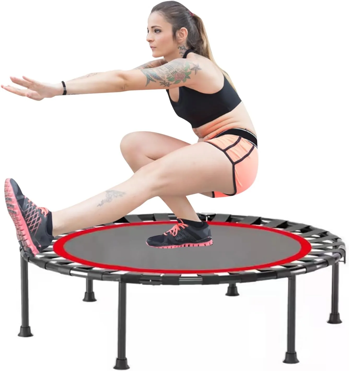 ترامپولین ورزشی DAYONG سایز 36/40 اینچ، ترامپولین تاشو و بی صدا، مینی ریباندر ورزشی برای تمرینات خانگی کودکان و بزرگسالان در داخل/خارج از منزل، حداکثر تحمل وزن 150 کیلوگرم.