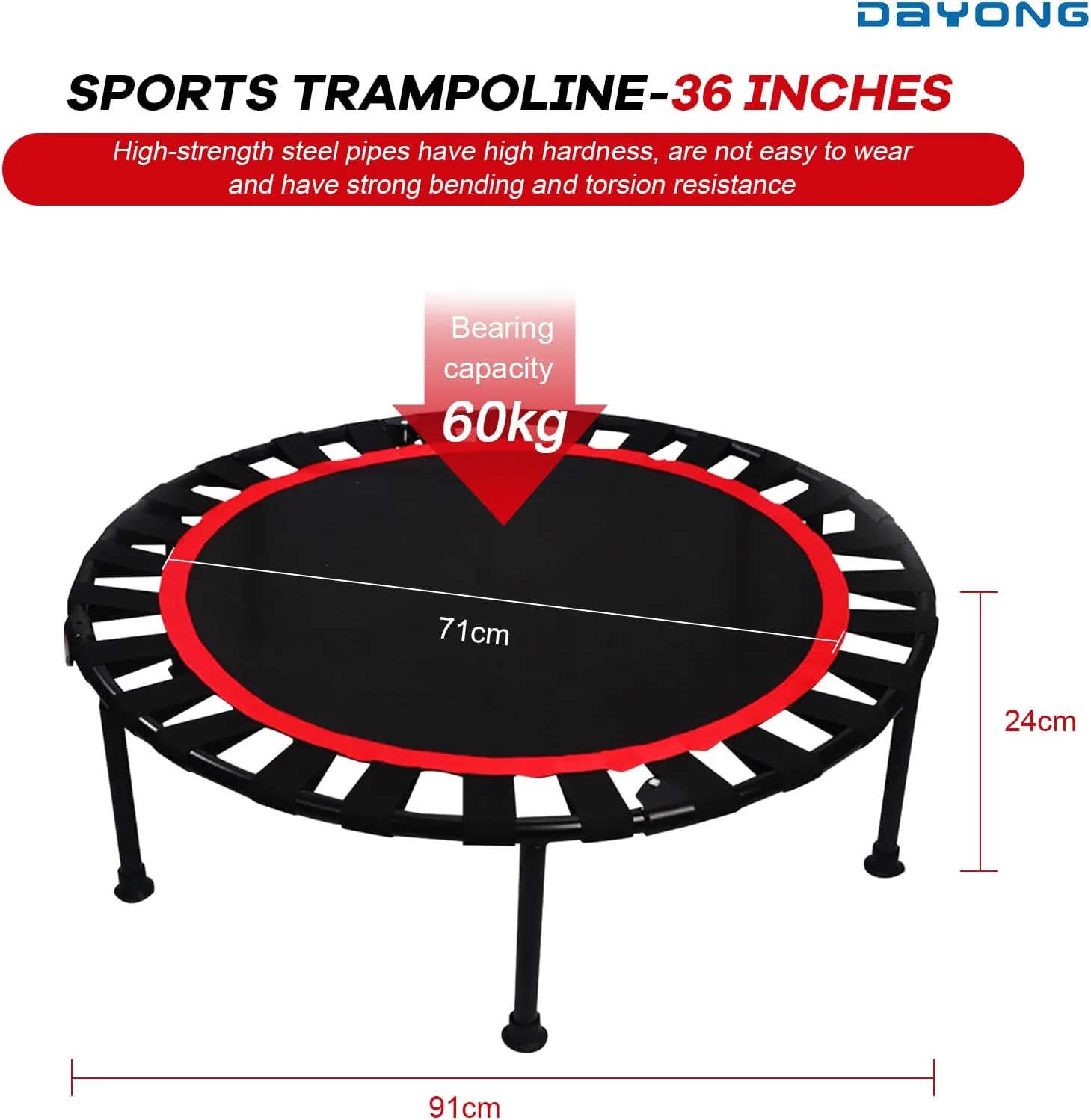 ترامپولین ورزشی DAYONG سایز 36/40 اینچ، ترامپولین تاشو و بی صدا، مینی ریباندر ورزشی برای تمرینات خانگی کودکان و بزرگسالان در داخل/خارج از منزل، حداکثر تحمل وزن 150 کیلوگرم. ترامپولین ورزشی DAYONG سایز 36/40 اینچ، ترامپولین تاشو و بی صدا، مینی ریباندر ورزشی برای تمرینات خانگی کودکان و بزرگسالان در داخل/خارج از منزل، حداکثر تحمل وزن 150 کیلوگرم.