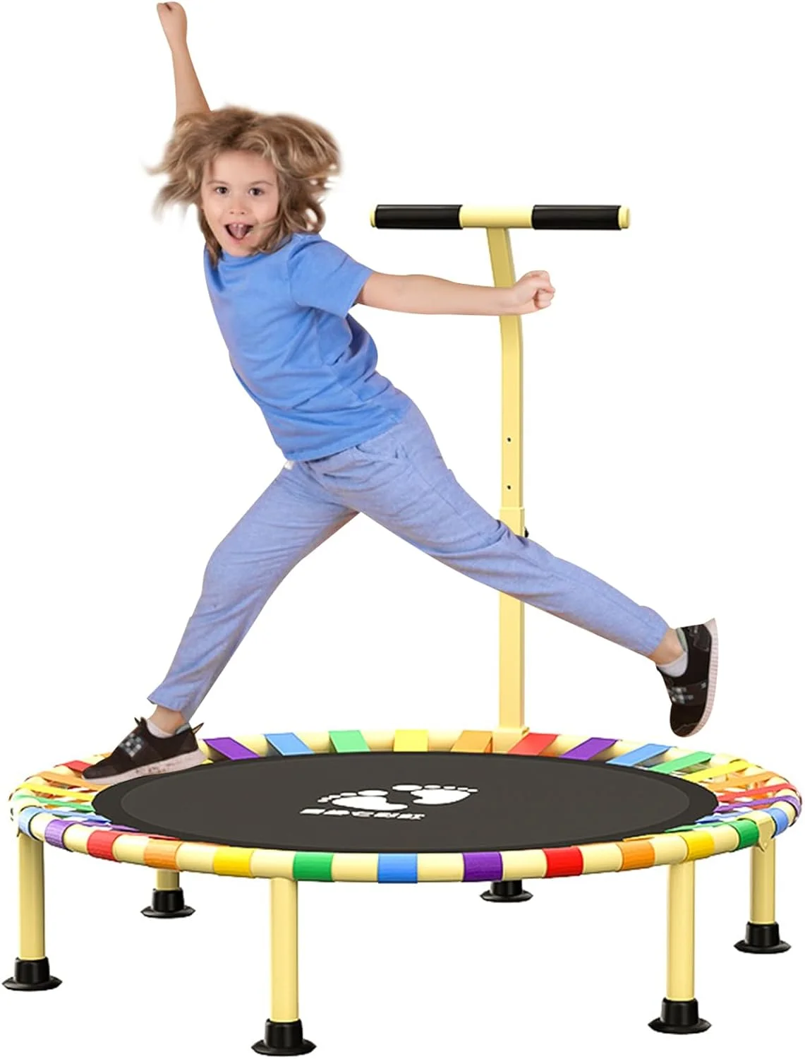 ترامپولین 40 اینچی DAYONG برای کودکان با دسته قابل تنظیم در 3 ارتفاع، ترامپولین تفریحی بی صدا و پایدار برای کودکان در فضای داخلی/خارجی