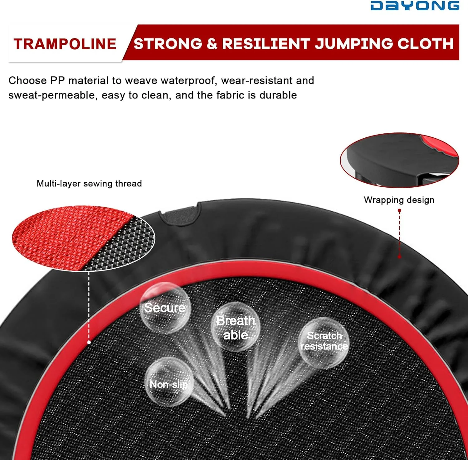 ترامپولین ورزشی 40 اینچی DAYONG، ترامپولین تاشو و بی صدا، ریباندر ورزشی مناسب داخل و خارج از خانه، ترامپولین پرشی برای کودکان و بزرگسالان - حداکثر تحمل وزن 150 کیلوگرم.