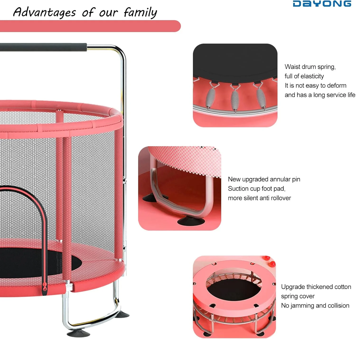 ترامپولین 1.5 متری DAYONG برای کودکان، ترامپولین سرپوشیده و فضای باز کودکان نوپا با توری محافظ، حلقه بالایی تقویت شده ایمن با حلقه بسکتبال، اسباب بازی های ترامپولین کودک، هدایای تولد برای کودکان ترامپولین 1.5 متری DAYONG برای کودکان، ترامپولین سرپوشیده و فضای باز کودکان نوپا با توری محافظ، حلقه بالایی تقویت شده ایمن با حلقه بسکتبال، اسباب بازی های ترامپولین کودک، هدایای تولد برای کودکان