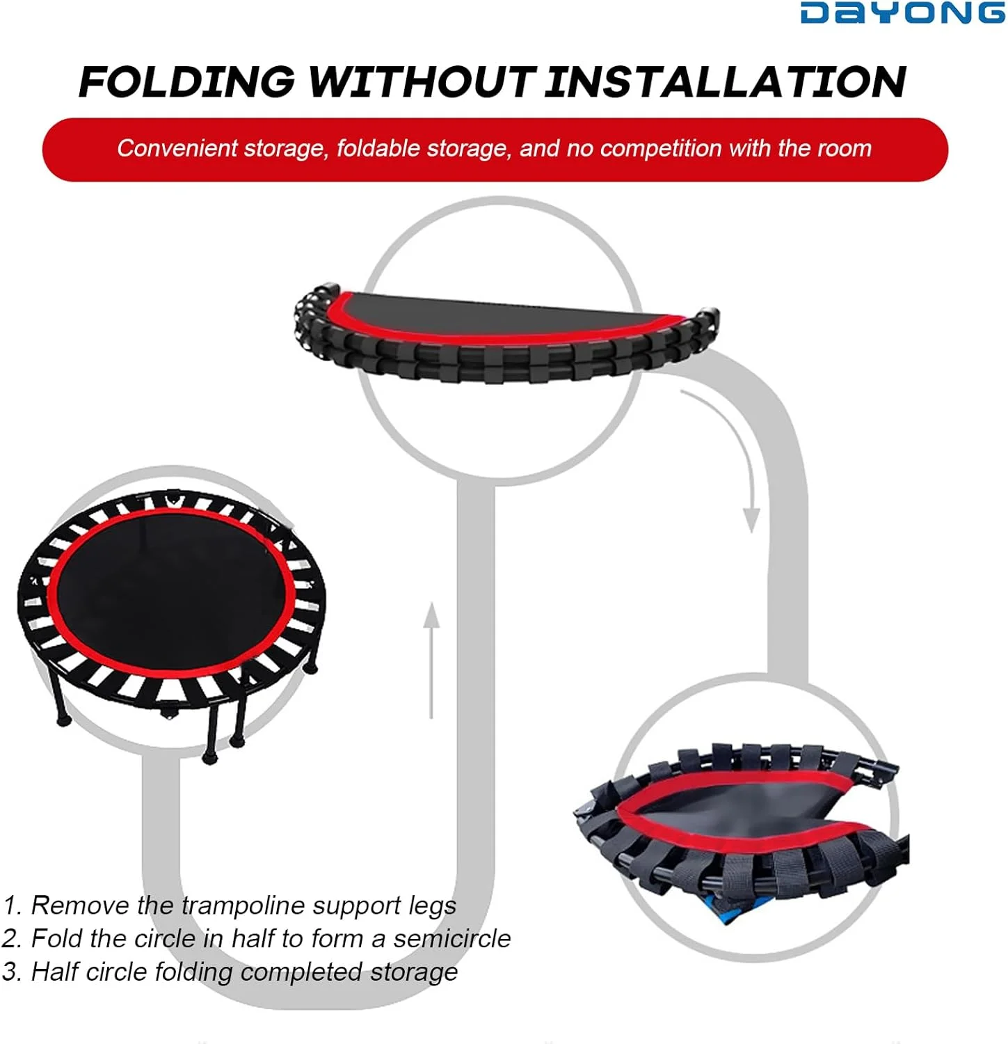 ترامپولین ورزشی DAYONG سایز 36/40 اینچ، ترامپولین تاشو و بی صدا، مینی ریباندر ورزشی برای تمرینات خانگی کودکان و بزرگسالان در داخل/خارج از منزل، حداکثر تحمل وزن 150 کیلوگرم. ترامپولین ورزشی DAYONG سایز 36/40 اینچ، ترامپولین تاشو و بی صدا، مینی ریباندر ورزشی برای تمرینات خانگی کودکان و بزرگسالان در داخل/خارج از منزل، حداکثر تحمل وزن 150 کیلوگرم.
