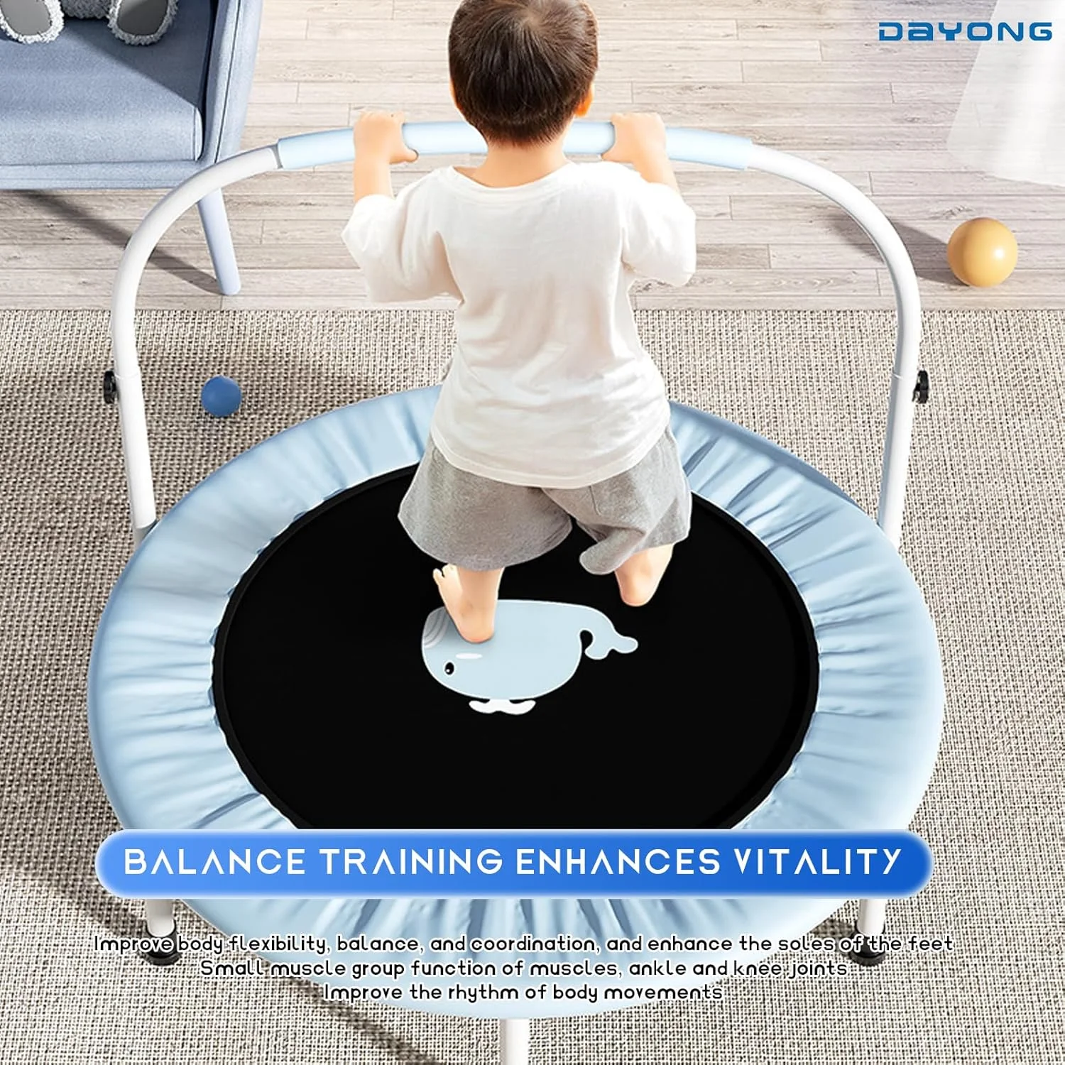 ترامپولین مینی 40 اینچی DAYONG، ترامپولین تاشو و قابل حمل برای کودکان با دسته قابل تنظیم و جداشدنی، ترامپولین کودک نوپا برای داخل و خارج از منزل، ترامپولین تفریحی برای پسران و دختران (آبی) ترامپولین مینی 40 اینچی DAYONG، ترامپولین تاشو و قابل حمل برای کودکان با دسته قابل تنظیم و جداشدنی، ترامپولین کودک نوپا برای داخل و خارج از منزل، ترامپولین تفریحی برای پسران و دختران (آبی)