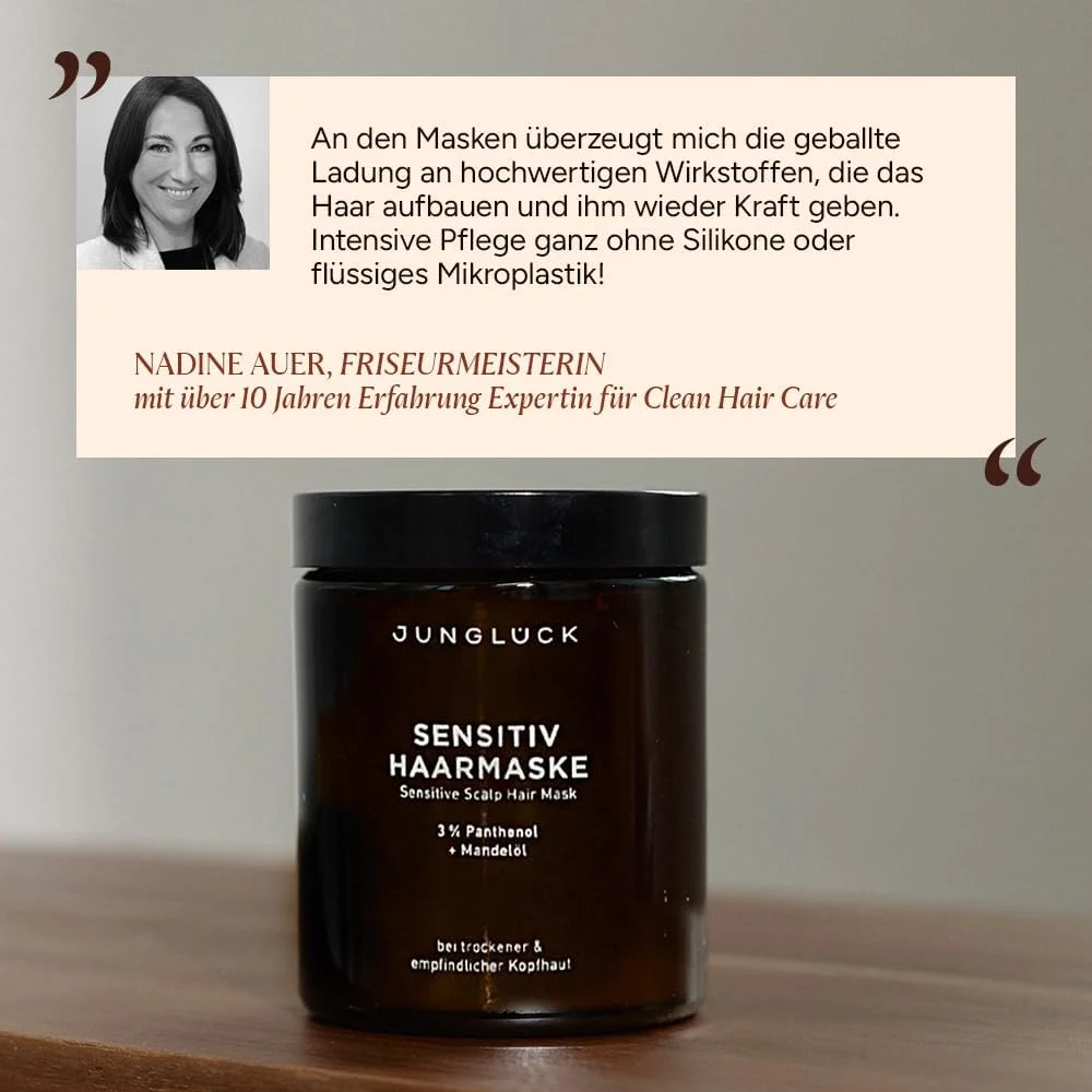ماسک موی حساس جونگلوک - وگان | بدون سیلیکون - مراقبت طبیعی از مو، پوست سر حساس را تسکین می دهد، موها را ترمیم و محافظت می کند بدون اینکه خشک شود | درمان مو با روغن بادام ارگانیک و پانتنول