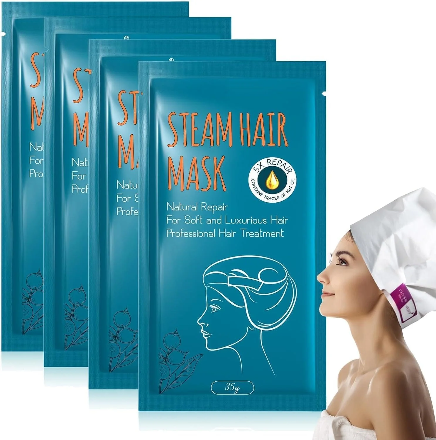 ماسک ترمیم کننده مو KASTWAVE، 4 عدد ماسک موی تقویت کننده حاوی عصاره زیتون، بدون نیاز به بخار، تغذیه کننده عمیق، صاف کننده و آبرسان، ترمیم معجزه آسا برای موهای خشک، آسیب دیده و وز، مناسب برای مسافرت