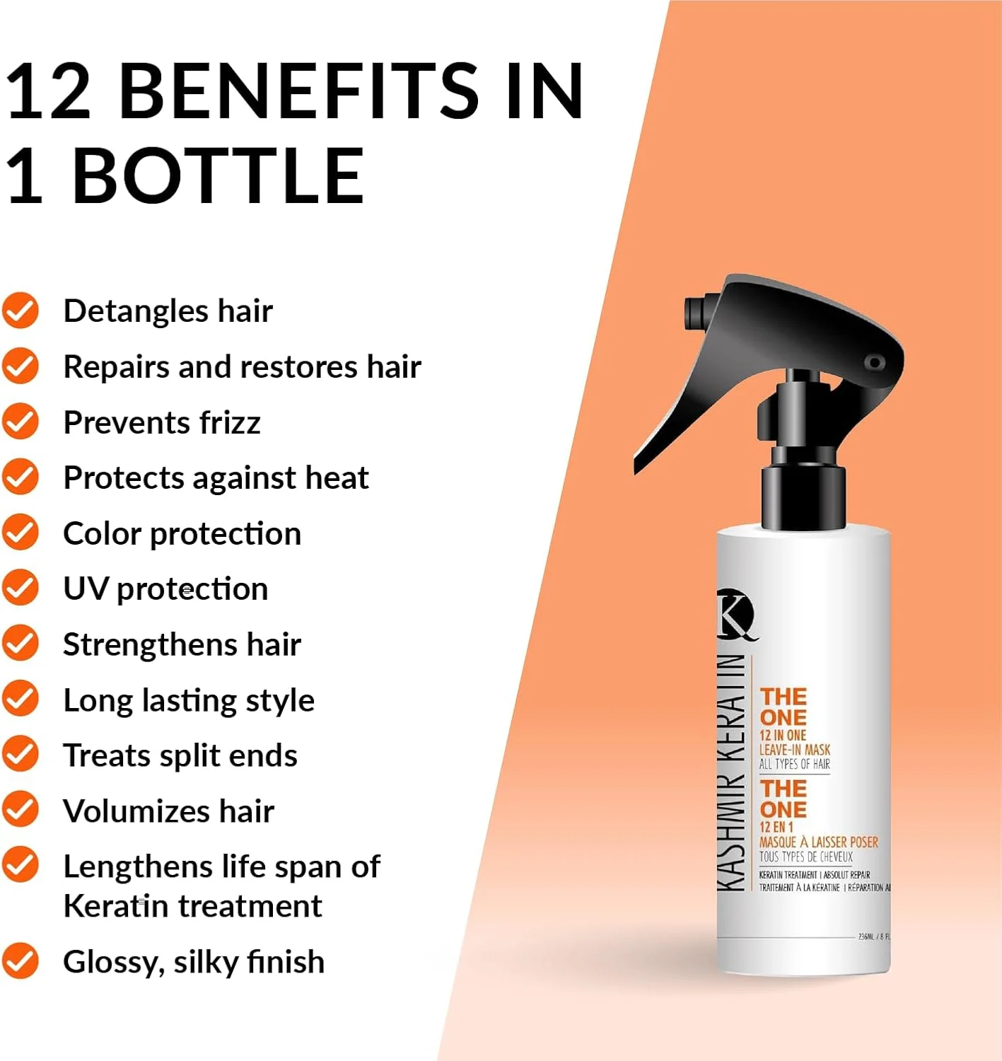 ماسک مو بدون آبکشی 12 در 1 کشمیر کراتین THE ONE، حجم 240 میلی لیتر. ارائه جدید / فرمول جدید ماسک مو بدون آبکشی 12 در 1 کشمیر کراتین THE ONE، حجم 240 میلی لیتر. ارائه جدید / فرمول جدید