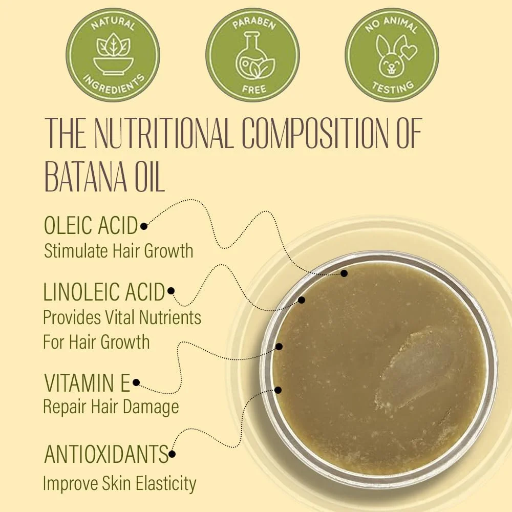 ماسک مو روغن باتانا کانزا 110 گرمی، 100% روغن باتانا خام طبیعی، تقویت کننده و آبرسان عمیق، محافظت از خشکی و شکنندگی، مناسب برای انواع مو