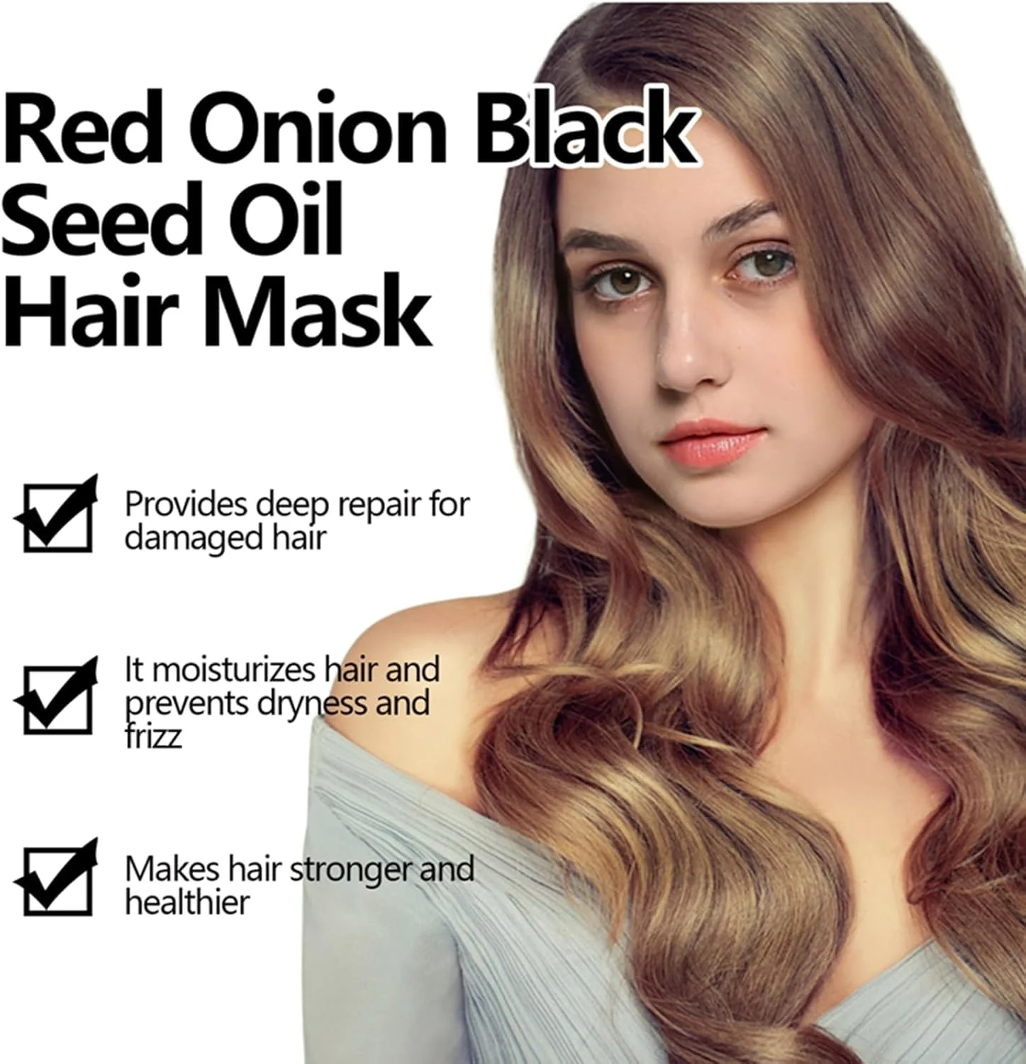 ماسک مو پیاز KASTWAVE، ماسک مو دانه پیاز سیاه ارتقا یافته جدید 2024، برای کنترل ریزش مو، برای نرم کردن عمیق موهای وز و رنگ شده، مرطوب کننده و تقویت کننده، موهای صاف و براق