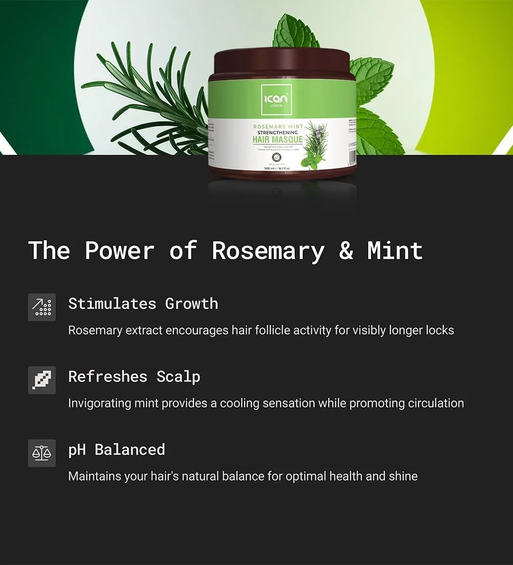 ماسک تقویت کننده مو رزماری و نعناع ican London، 500 میلی لیتر