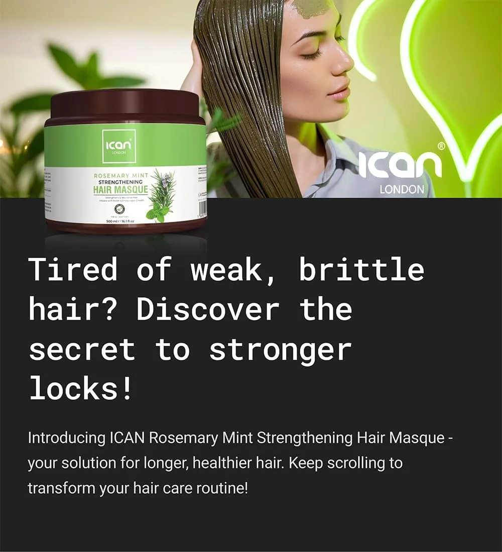ماسک تقویت کننده مو رزماری و نعناع ican London، 500 میلی لیتر