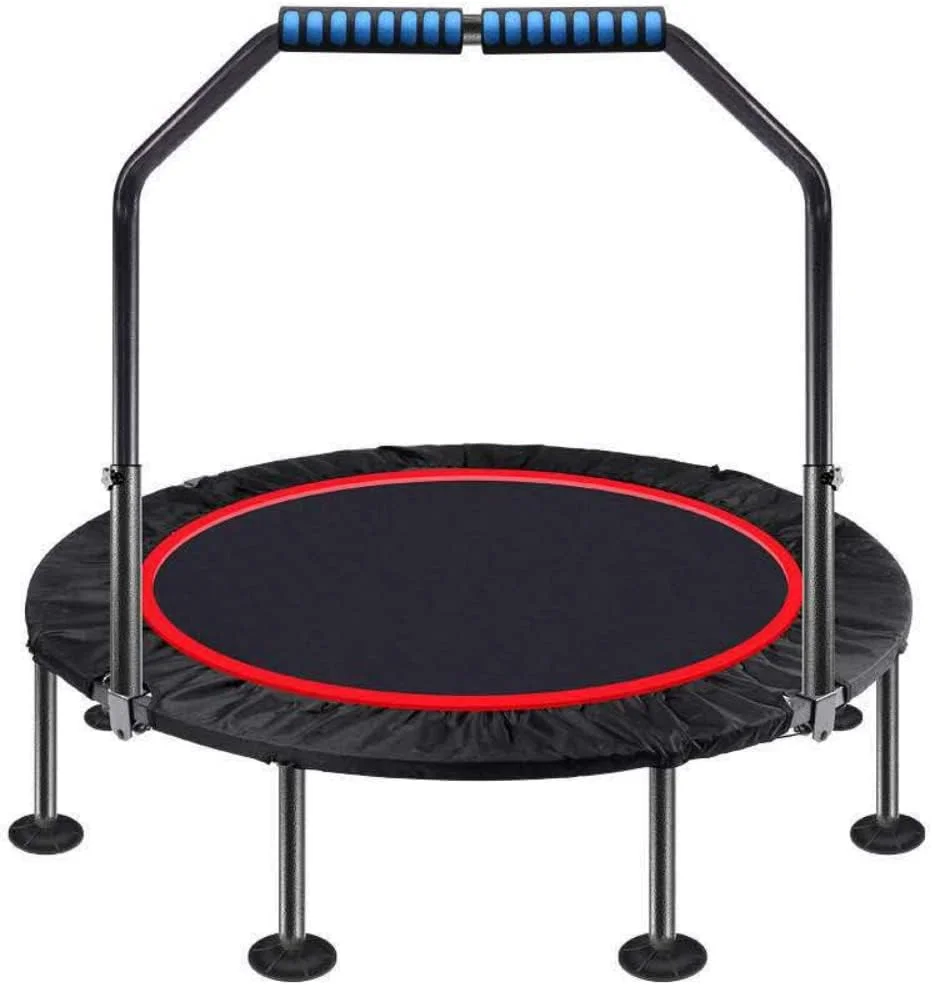 ترامپولین بزرگسال 100 سانتی متری، ترامپولین ورزشی، ترامپولین سرپوشیده با دسته قابل تنظیم و 28 فنر، کاهش وزن، برای کودکان و بزرگسالان، ترامپولین تناسب اندام ورزشی در فضای باز.