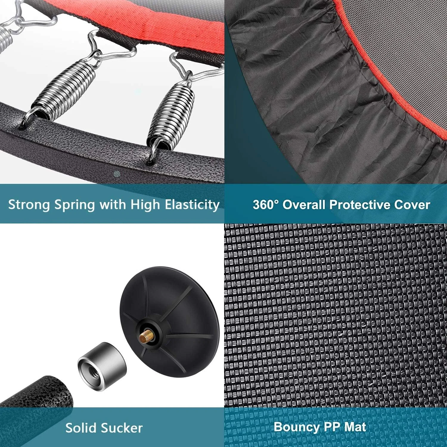 ترامپولین بزرگسال 100 سانتی متری، ترامپولین ورزشی، ترامپولین سرپوشیده با دسته قابل تنظیم و 28 فنر، کاهش وزن، برای کودکان و بزرگسالان، ترامپولین تناسب اندام ورزشی در فضای باز.