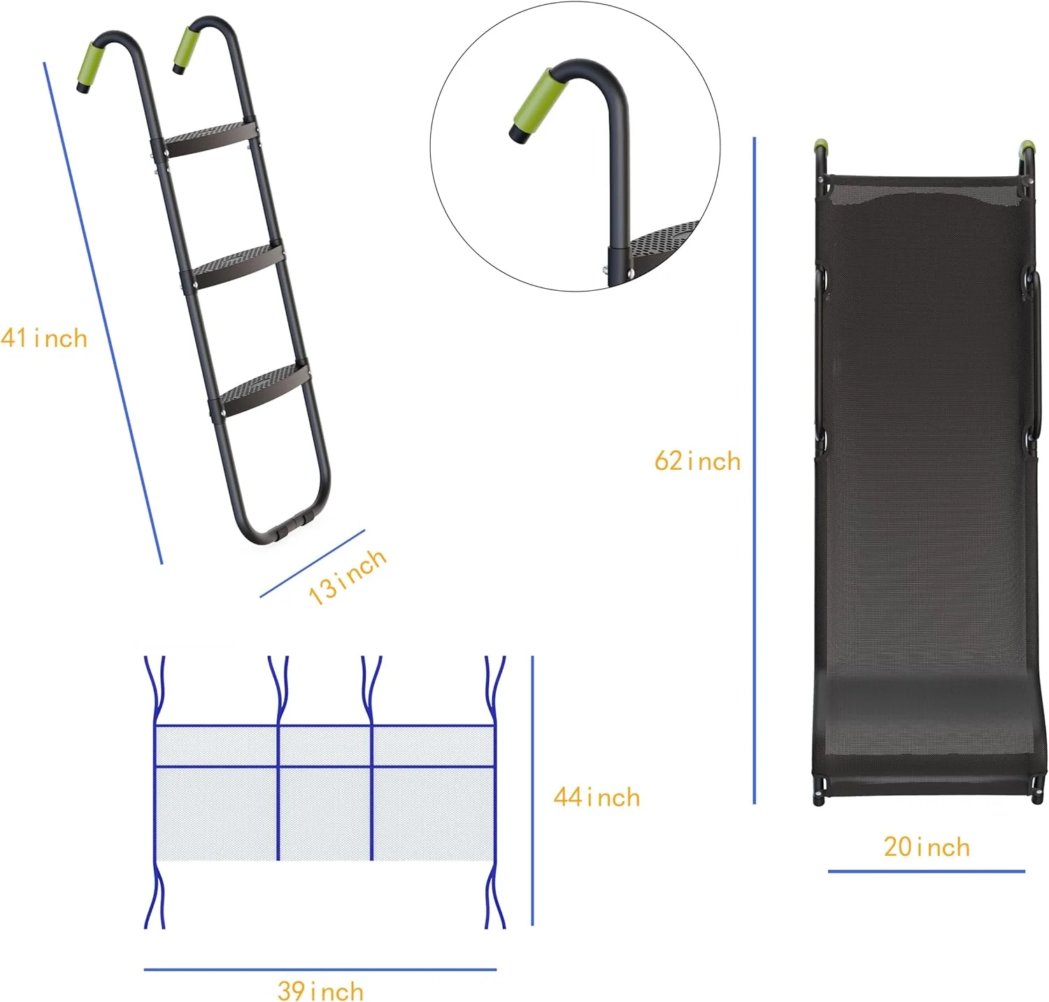 سر خوردنی ترامپولین یونیورسال UOMORICCO با 6 دسته پارچه ای، سر خوردنی با پارچه مقاوم، لوازم جانبی ایمنی ترامپولین نردبان محکم داخلی و خارجی برای کودکان و نوپا سر خوردنی ترامپولین یونیورسال UOMORICCO با 6 دسته پارچه ای، سر خوردنی با پارچه مقاوم، لوازم جانبی ایمنی ترامپولین نردبان محکم داخلی و خارجی برای کودکان و نوپا