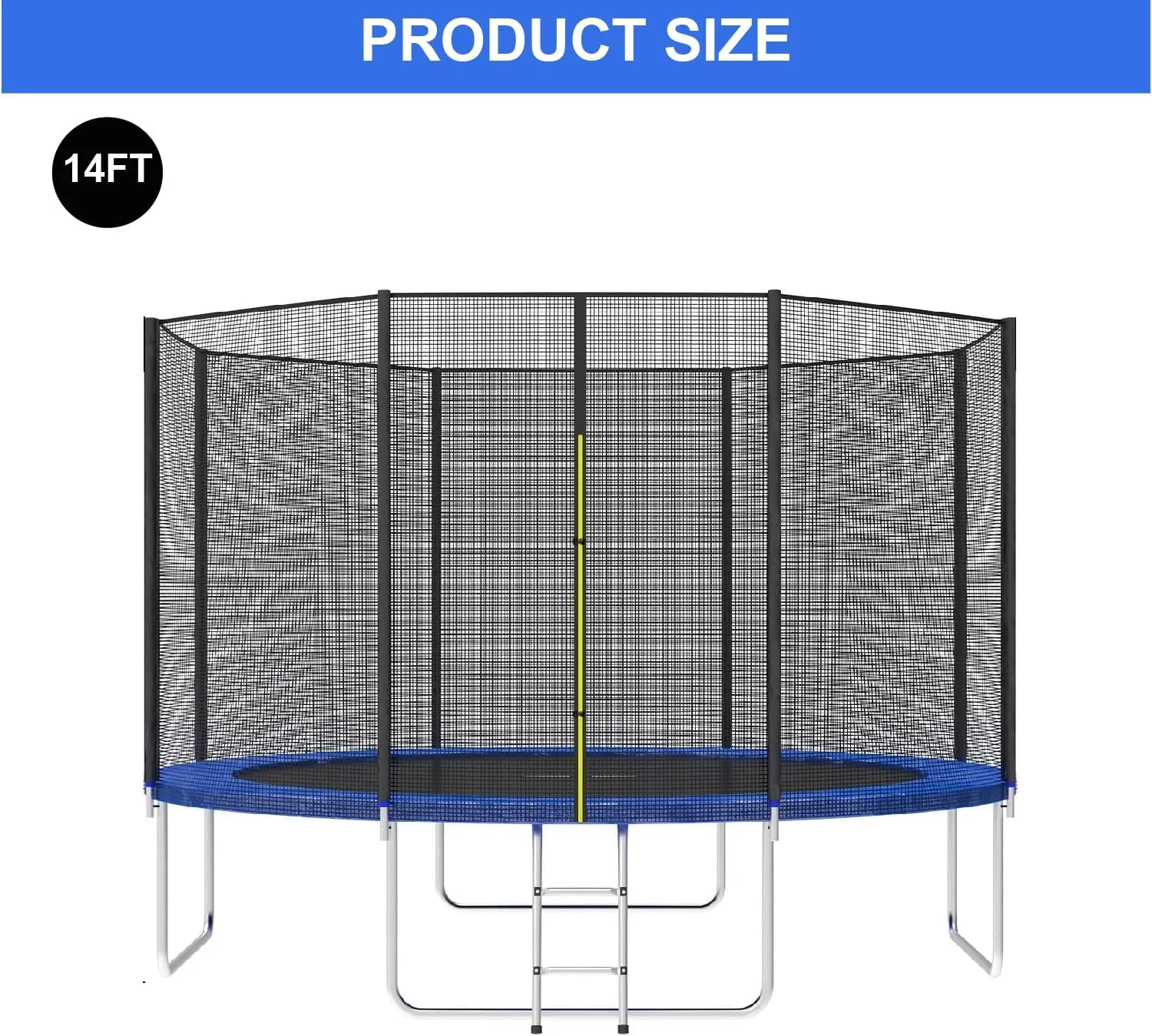 ترامپولین بزرگ یالا هوم جیم در اندازه های 12، 14 و 16 فوت، ترامپولین فضای باز برای کودکان و بزرگسالان، ترامپولین ورزشی و تناسب اندام با تور ایمنی، ترامپولین بزرگ تفریحی مقاوم در برابر سایش با نردبان