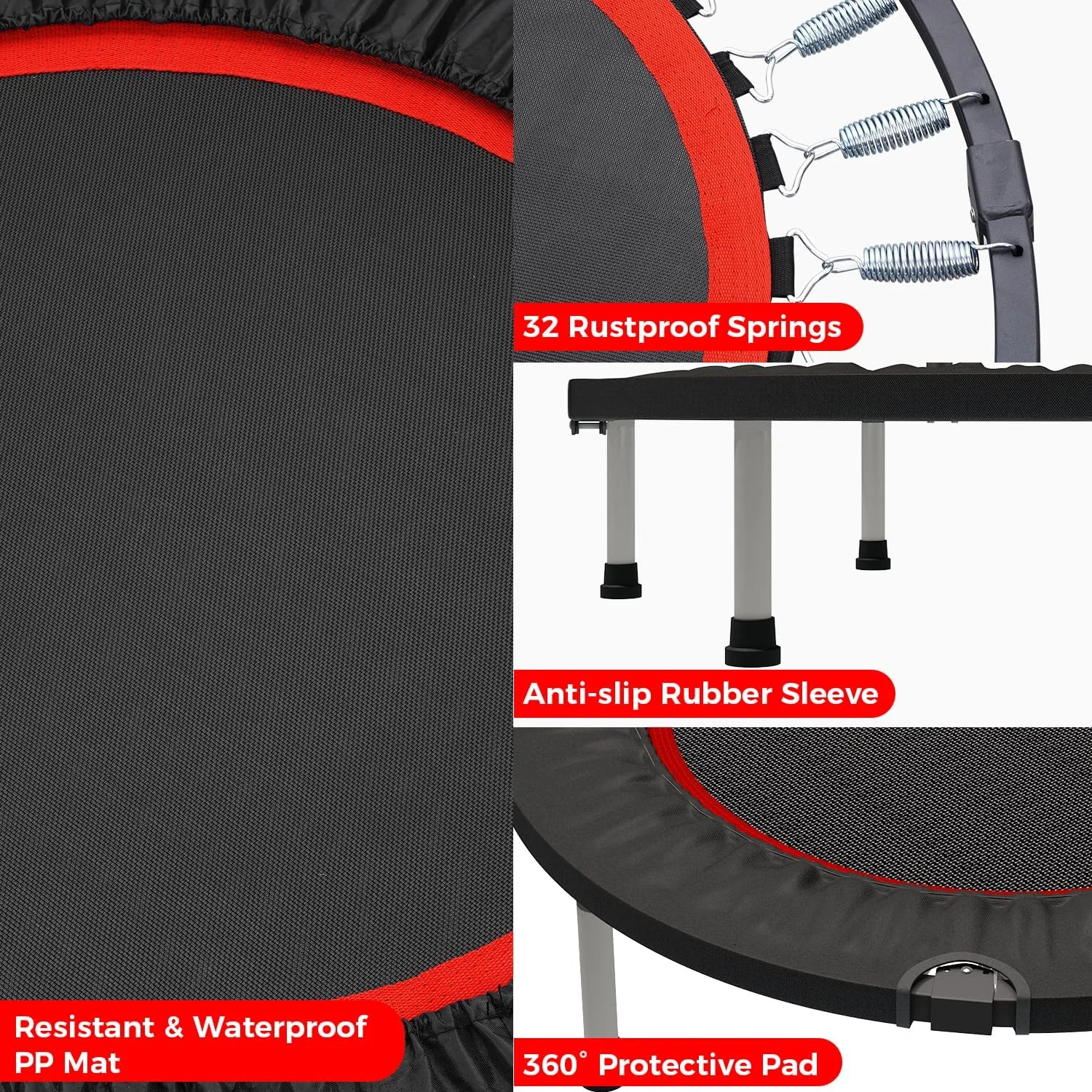 ترامپولین کوچک Wonlink در اندازه های 40 و 48 اینچ مناسب ورزش بزرگسالان و کودکان، ریباندر با میله، ترامپولین ورزشی قابل تنظیم ارتفاع مناسب فضای داخلی، حداکثر تحمل وزن 150 و 200 کیلوگرم
