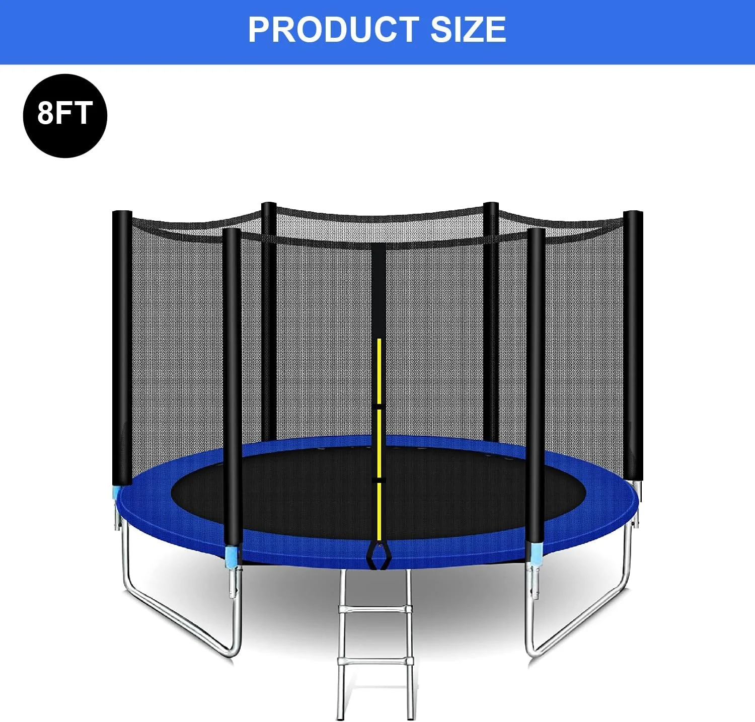 ترامپولین گرد یالا هوم جیم در اندازه های 6، 8 و 10 فوت، آبی-مشکی، مناسب کودکان و بزرگسالان، خانواده های دارای فرزند، مناسب برای همه، دارای تور ایمنی، نردبان و نصب آسان ترامپولین گرد یالا هوم جیم در اندازه های 6، 8 و 10 فوت، آبی-مشکی، مناسب کودکان و بزرگسالان، خانواده های دارای فرزند، مناسب برای همه، دارای تور ایمنی، نردبان و نصب آسان