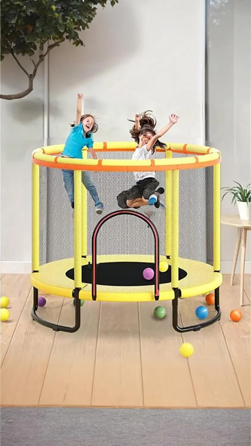 ترامپولین کودکانه 1.5 متری Sweet Seven - تفریح سرپوشیده/فضای باز کودک نوپا با محفظه ایمنی، حلقه بالایی تقویت شده - بازی تولد! میله افقی دایره ای زرد ترامپولین کودکانه 1.5 متری Sweet Seven - تفریح سرپوشیده/فضای باز کودک نوپا با محفظه ایمنی، حلقه بالایی تقویت شده - بازی تولد! میله افقی دایره ای زرد