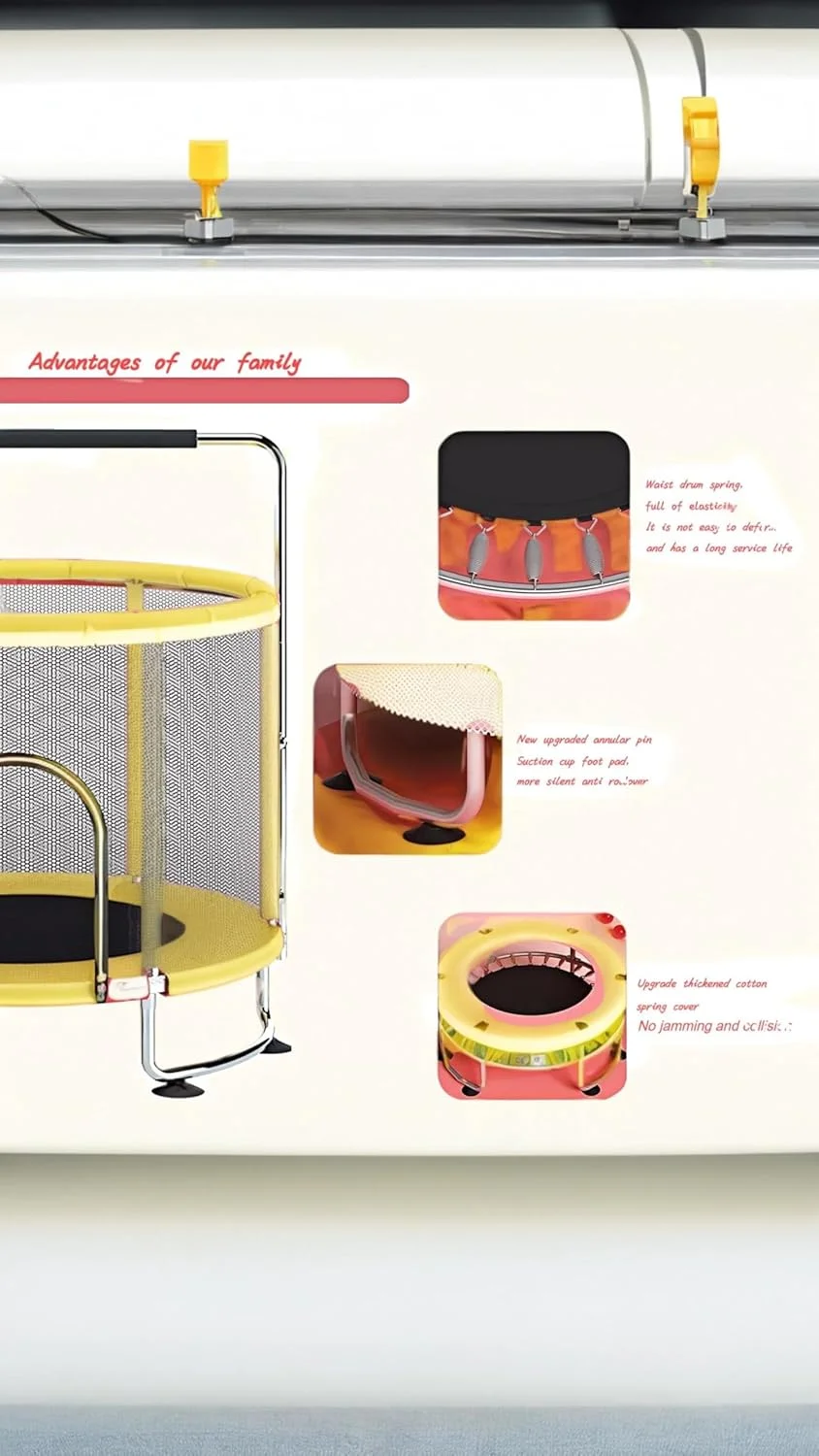 ترامپولین کودکانه 1.4 متری Sweet Seven - سرگرمی داخل/خارج از خانه برای کودکان نوپا با محفظه ایمنی، حلقه بالایی تقویت شده، میله افقی دایره ای زرد - بازی تولد! ترامپولین کودکانه 1.4 متری Sweet Seven - سرگرمی داخل/خارج از خانه برای کودکان نوپا با محفظه ایمنی، حلقه بالایی تقویت شده، میله افقی دایره ای زرد - بازی تولد!