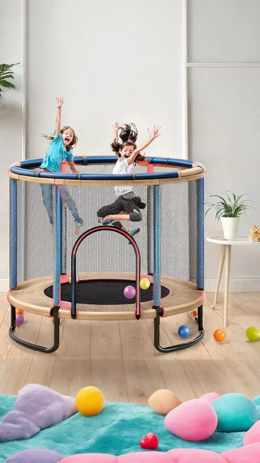 ترامپولین کودک سوییت سون (۱۵۰ سانتی متر) - تفریح پرشی ایمن با نرده ۳۶۰ درجه، توری محافظ، پایه U شکل پایدار - هدیه تولد ایده آل کودکان میله افقی دایره ای به قطر ۱.۵ متر، تاب، کیسه شن - آبی ترامپولین کودک سوییت سون (۱۵۰ سانتی متر) - تفریح پرشی ایمن با نرده ۳۶۰ درجه، توری محافظ، پایه U شکل پایدار - هدیه تولد ایده آل کودکان میله افقی دایره ای به قطر ۱.۵ متر، تاب، کیسه شن - آبی