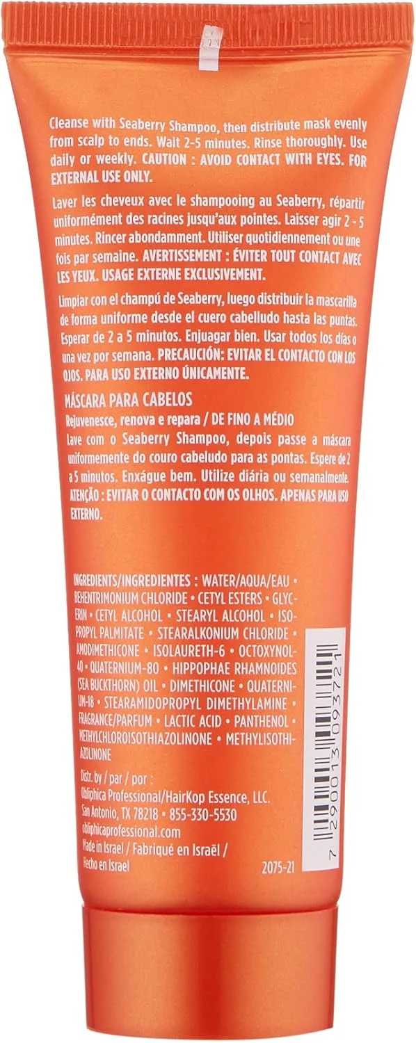 ماسک موی Seaberry پروفشنال Obliphica - درمان آبرسان و حالت دهنده عمیق برای موهای خشک و آسیب دیده - موهای نازک، وز و رنگ شده - 75 گرم (بسته 1 عددی) ماسک موی Seaberry پروفشنال Obliphica - درمان آبرسان و حالت دهنده عمیق برای موهای خشک و آسیب دیده - موهای نازک، وز و رنگ شده - 75 گرم (بسته 1 عددی)