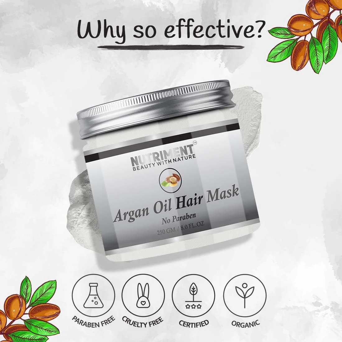 ماسک مو روغن آرگان نوتریمنت آبرسان و محرک رشد مو، درمان مو با خواص احیا کننده، بدون پارابن، 250 گرم، ماسک مو унисекс (بسته 1 عددی) ماسک مو روغن آرگان نوتریمنت آبرسان و محرک رشد مو، درمان مو با خواص احیا کننده، بدون پارابن، 250 گرم، ماسک مو унисекс (بسته 1 عددی)